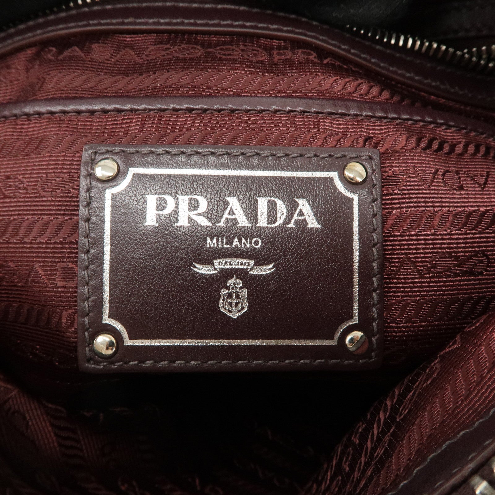 Prada Logo Tessuto Nylon Hand Bag Shoulder Bag Burgundy Red BR5116 Used
