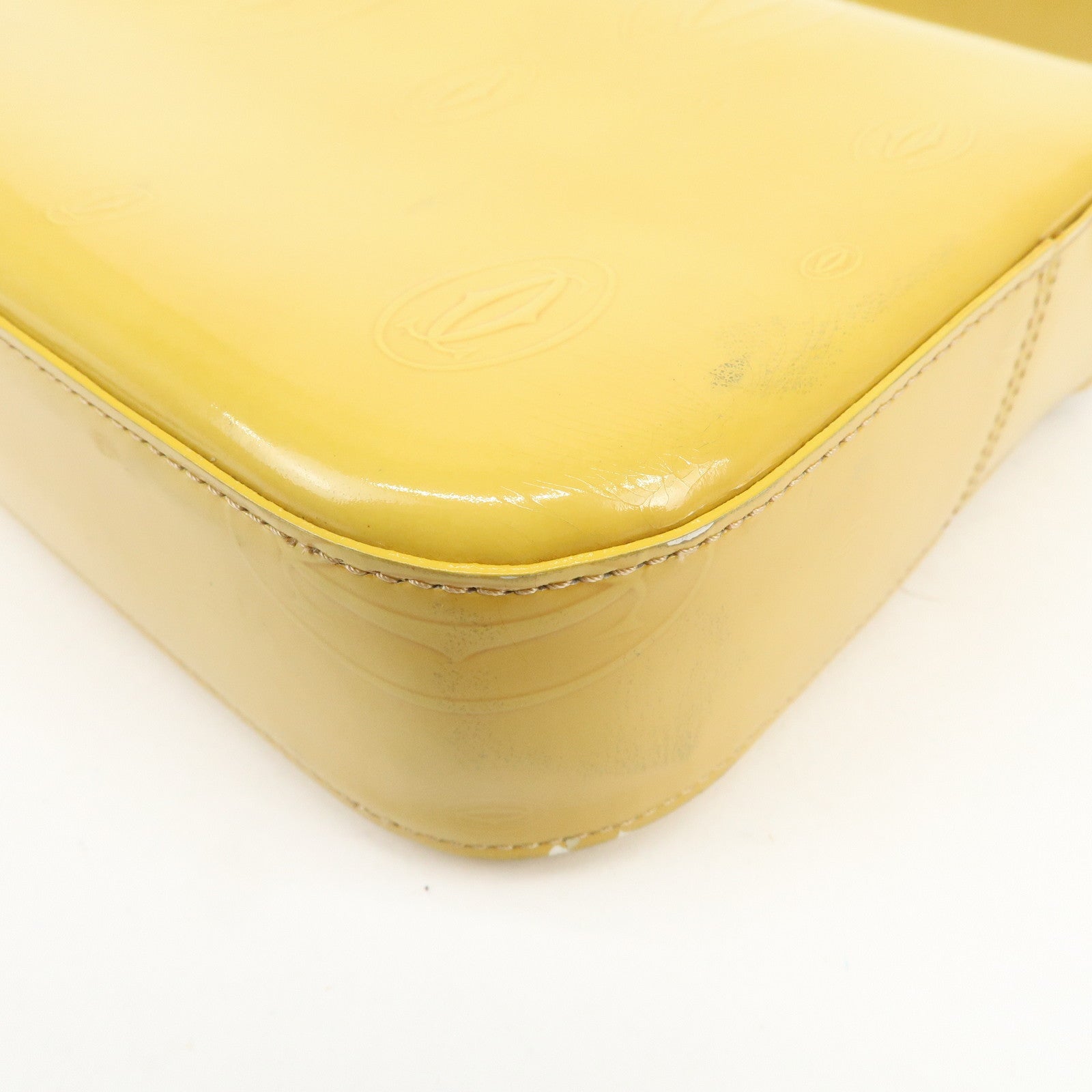 Cartier Happy Birthday Patent Leather Shoulder Bag Hand Bag Yellow