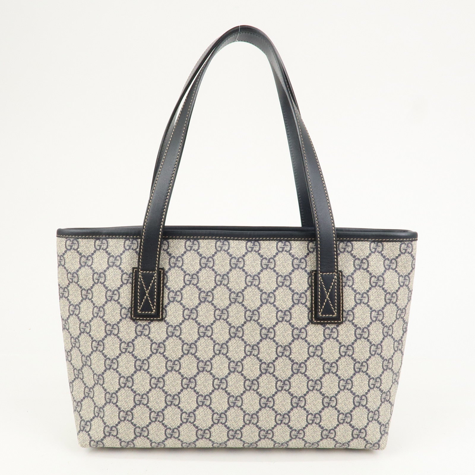 GUCCI GG Supreme PVC Leather Tote Bag Hand Bag Beige Black 211138