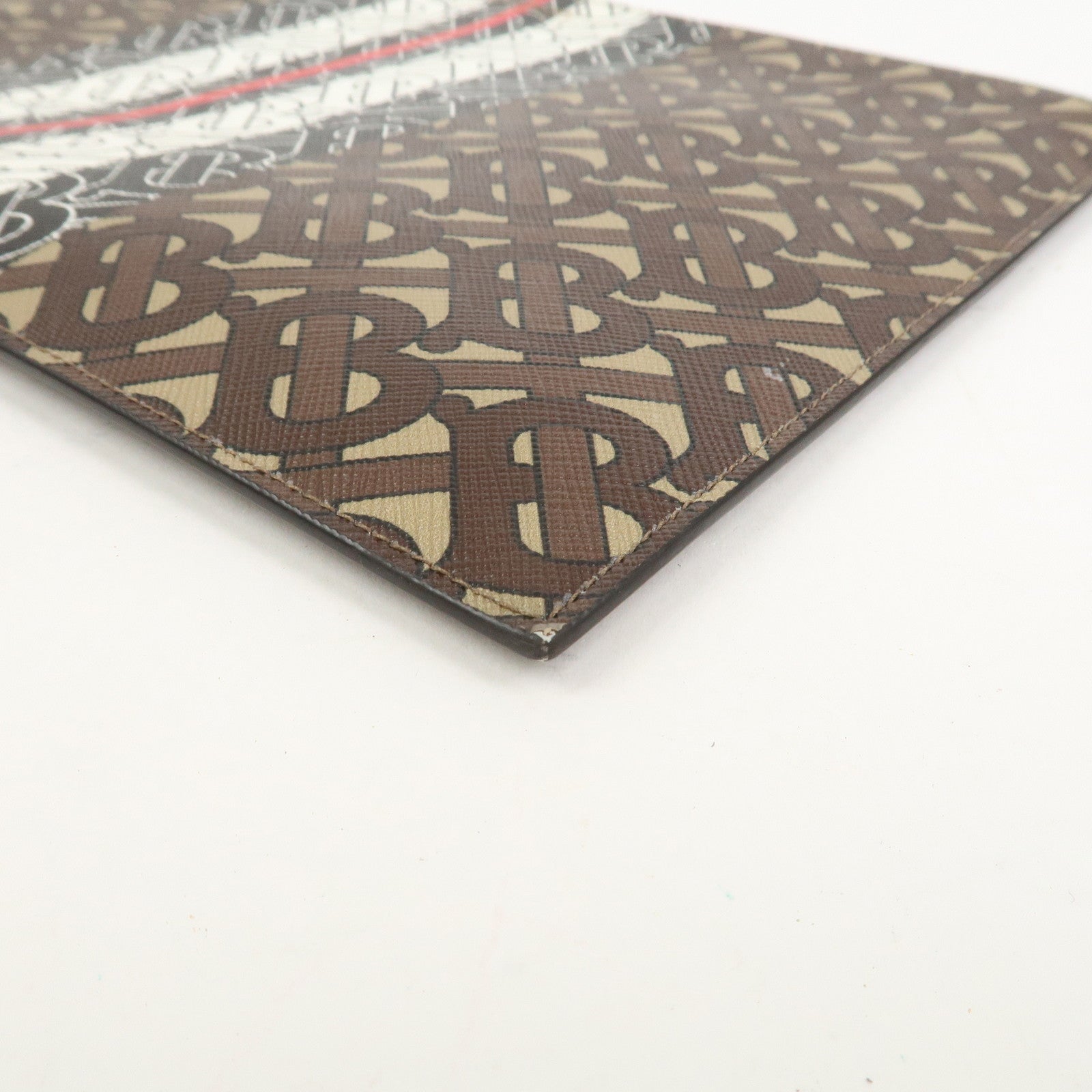 BURBERRY Monogram E Canvas Clutch Bag Pouch Brown