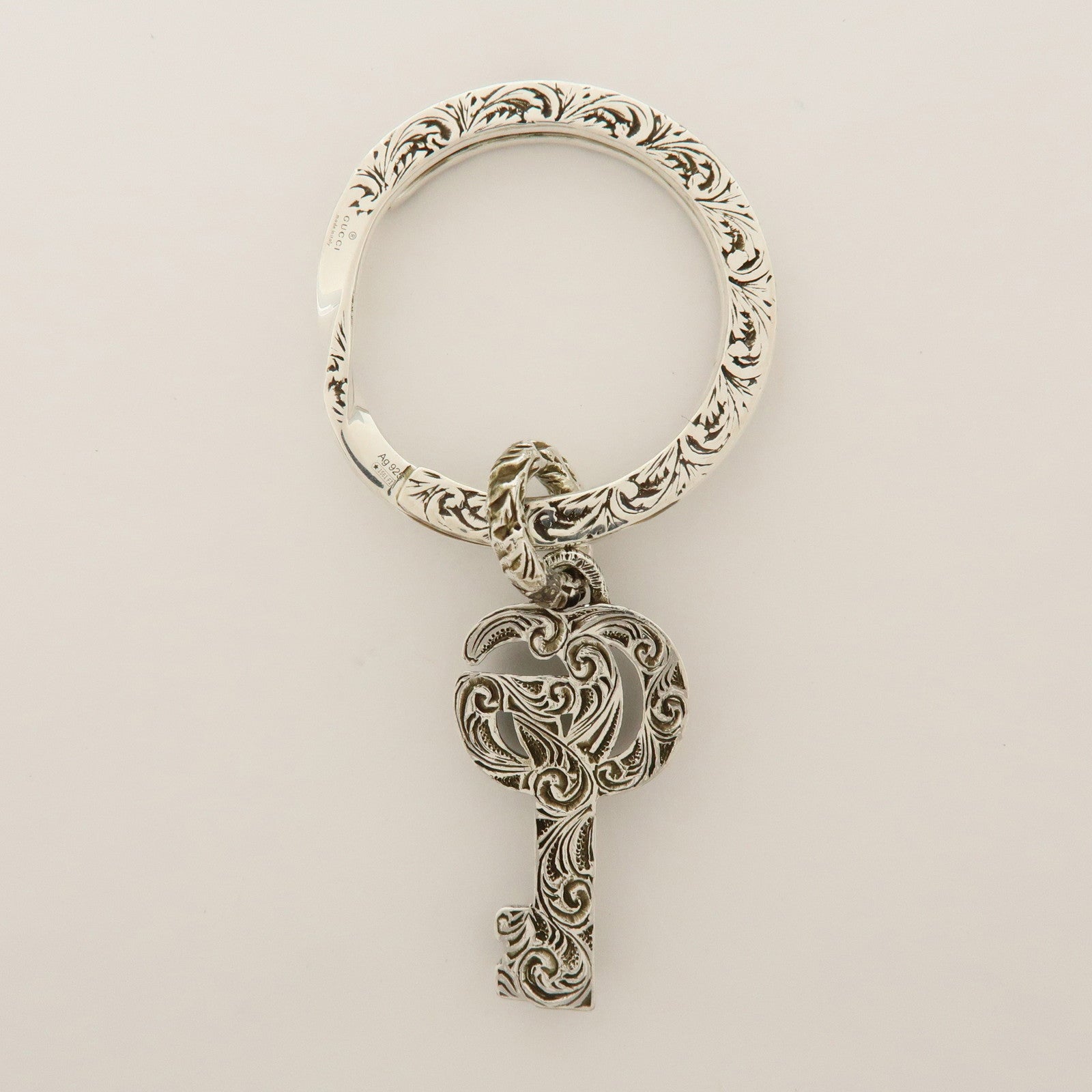 GUCCI Double G Key Motif Bag Charm Key Holder SV925 Silver