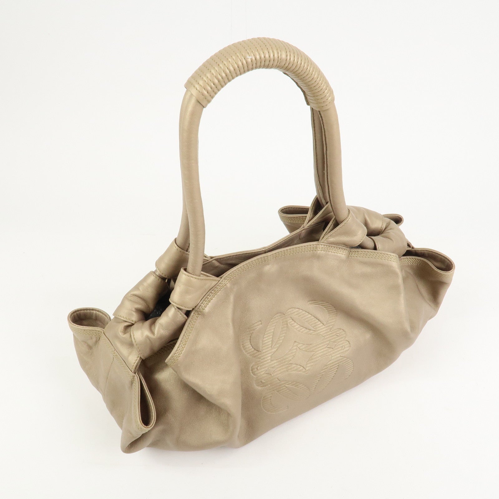 LOEWE Anagram Nappa Aire Leather Hand Bag Shoulder Bag Gold