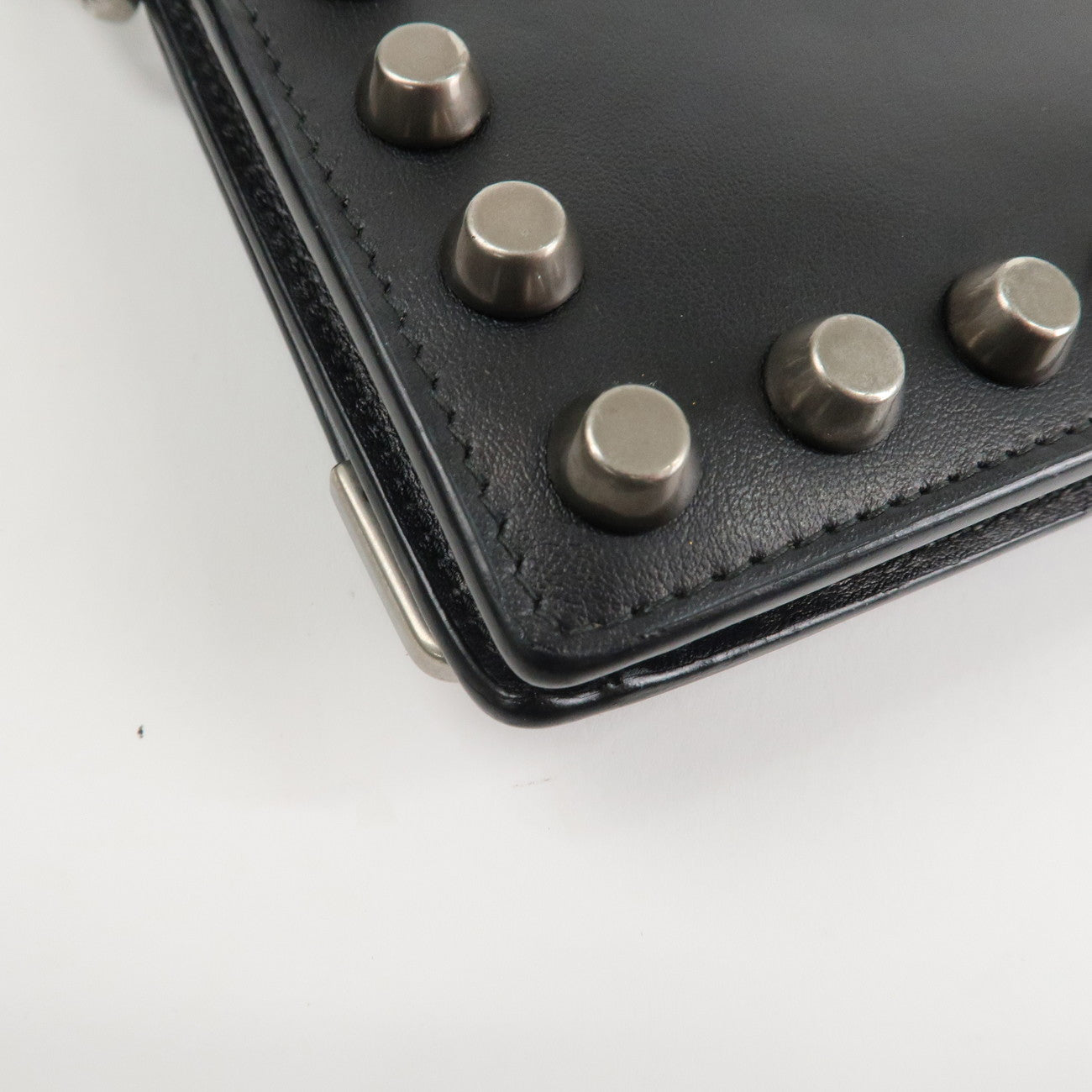 PRADA Leather Studs Chain Wallet Chain Bag Black Used