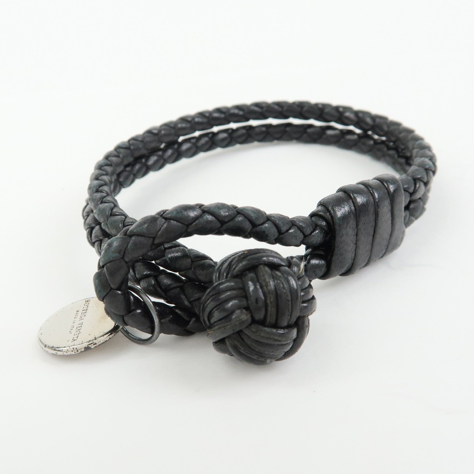 BOTTEGA VENETA Leather SV925 Bracelet Black