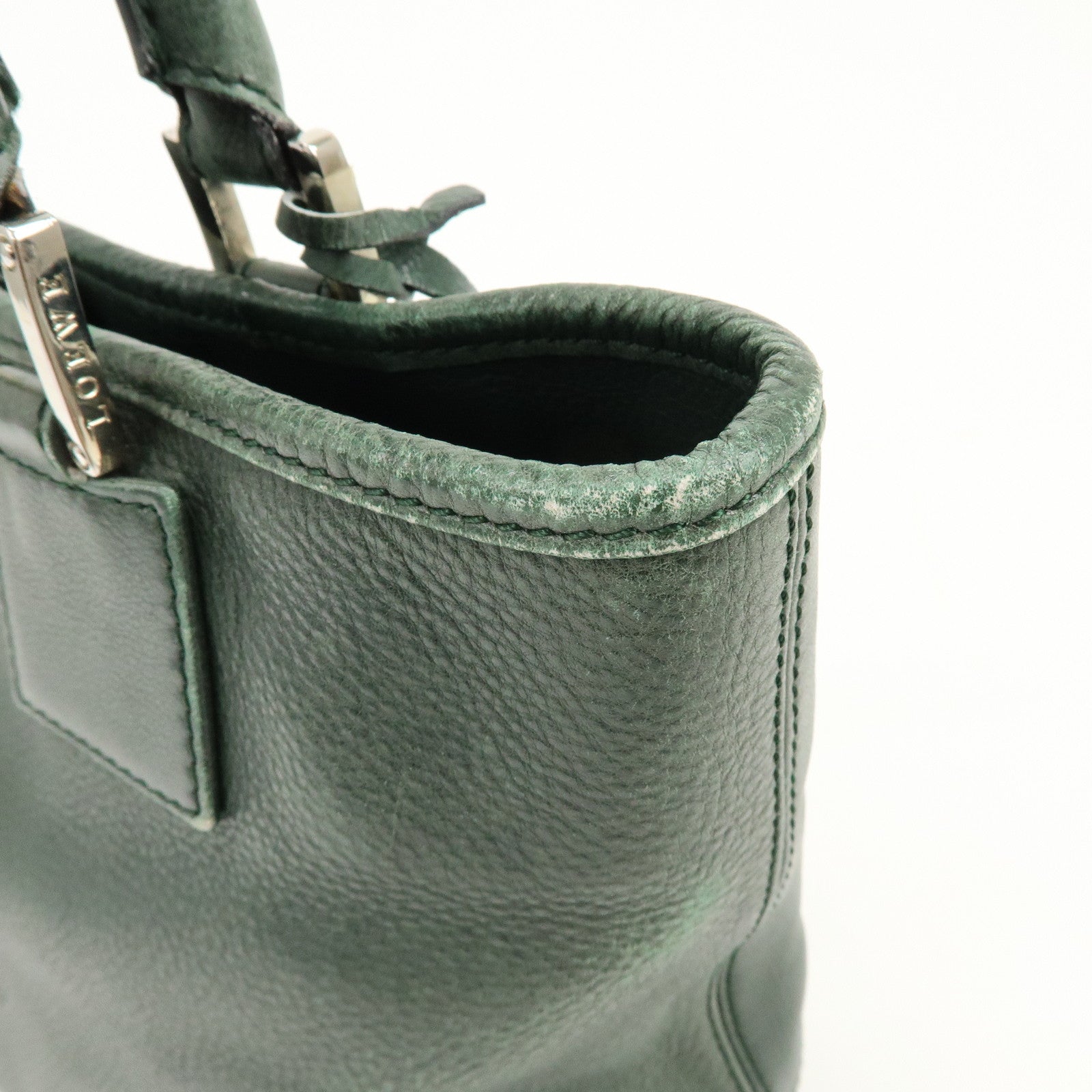 LOEWE Anagram Leather Tote Bag Hand Bag Green