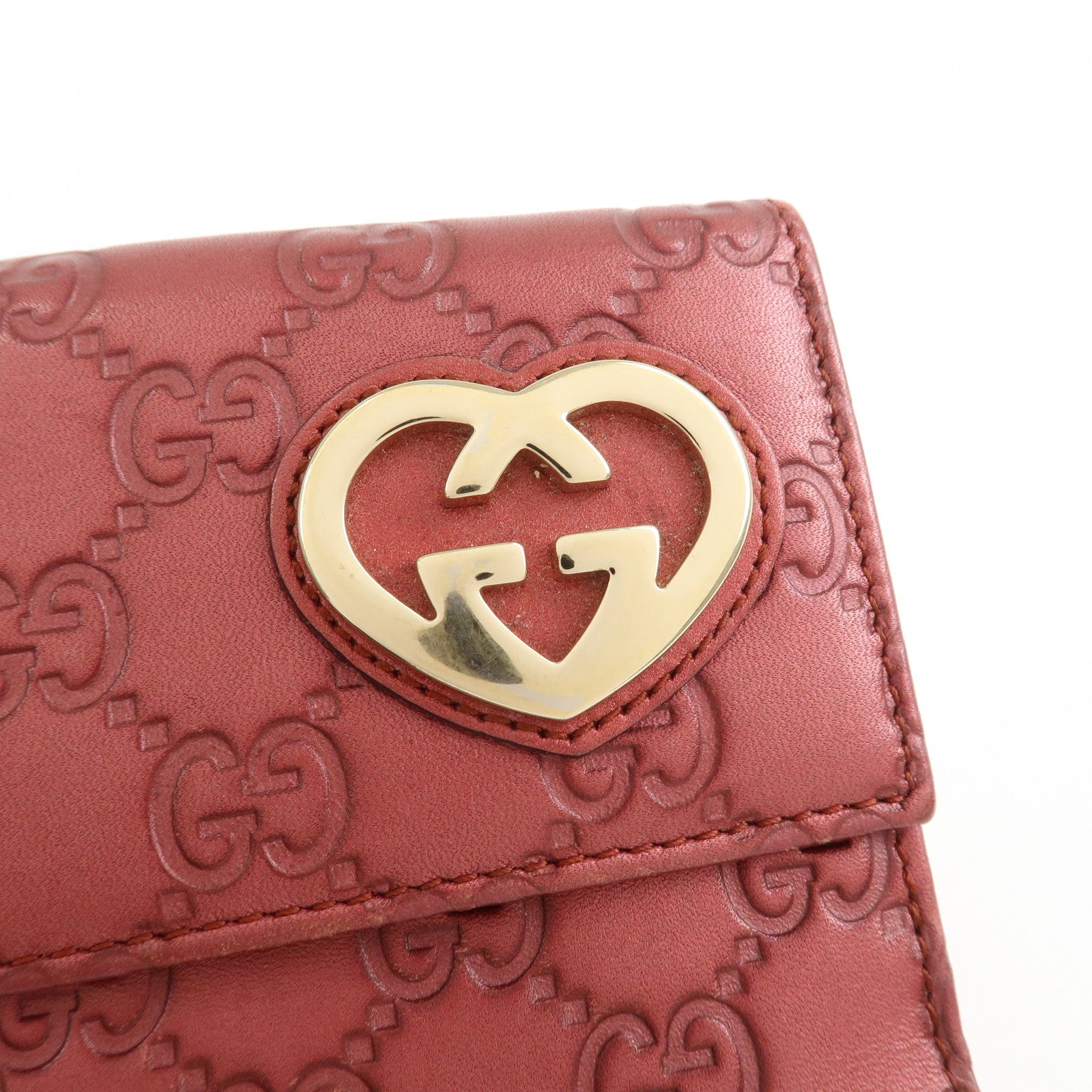GUCCI Lovely Heart Guccissima W Hook Bi-fold Compact Wallet 245727
