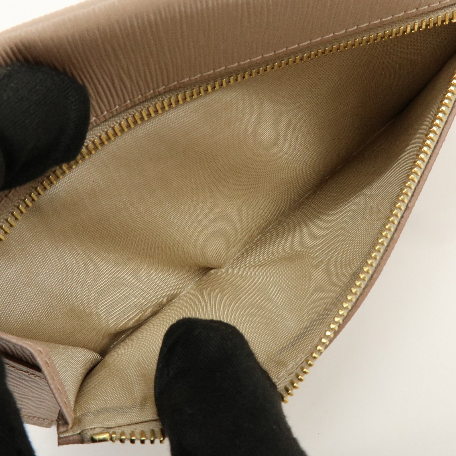 PRADA Envelope Vitello Move Leather Long Wallet Beige 1MF175