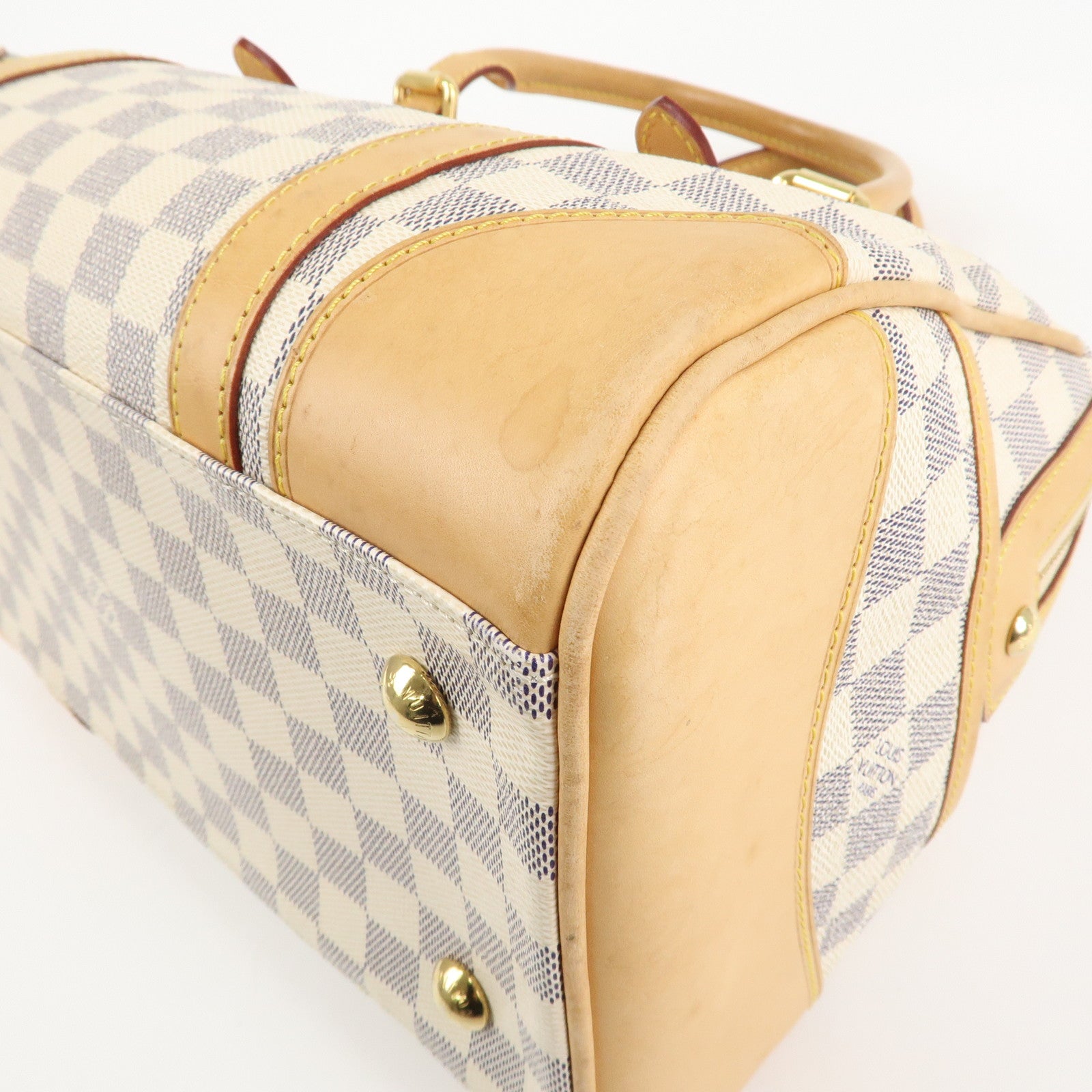 Louis Vuitton Damier Azur Leather Canvas Berkeley Hand Bag N52001 Used