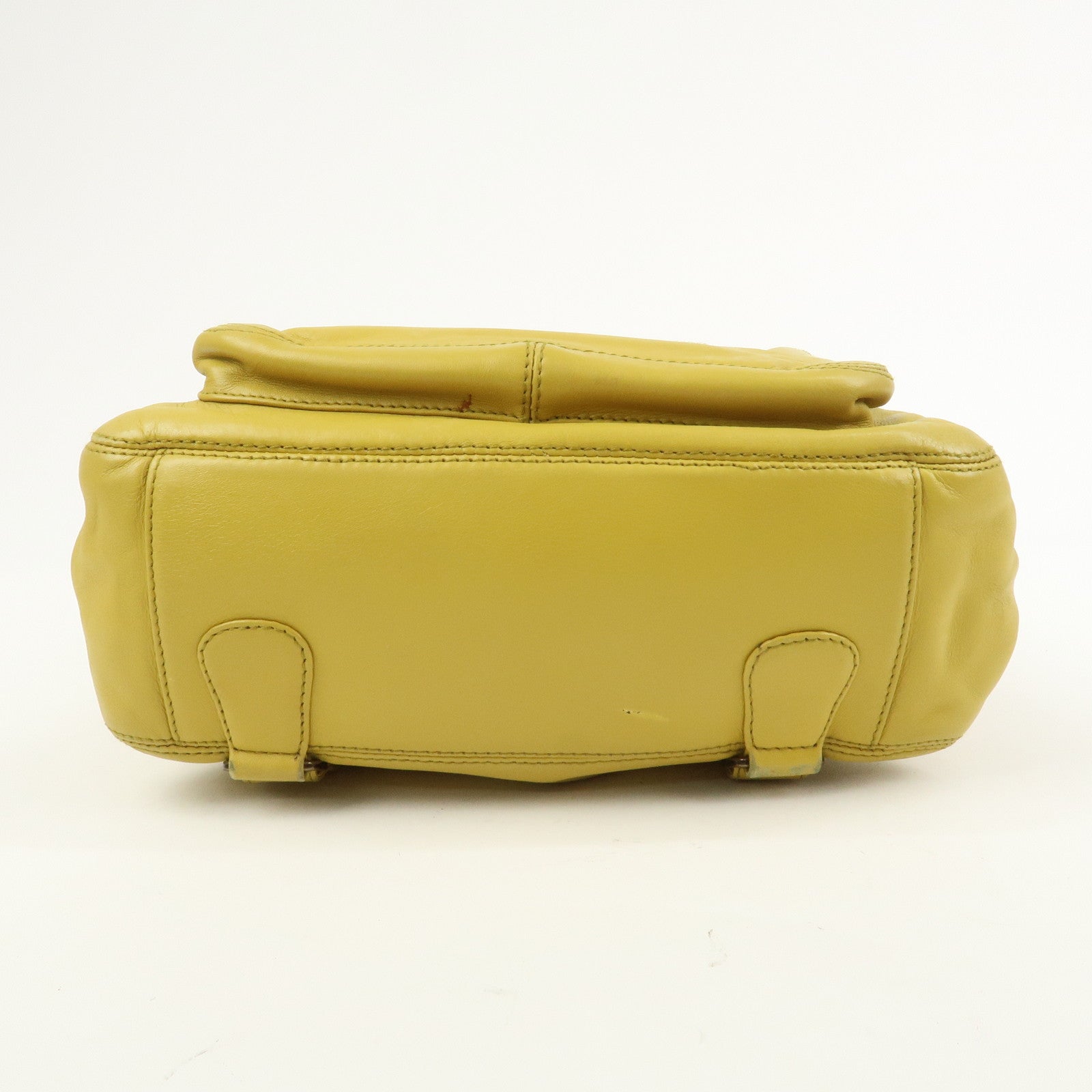 CHANEL COCO Mark Lamb Skin Back Pack Ruck Suck Yellow