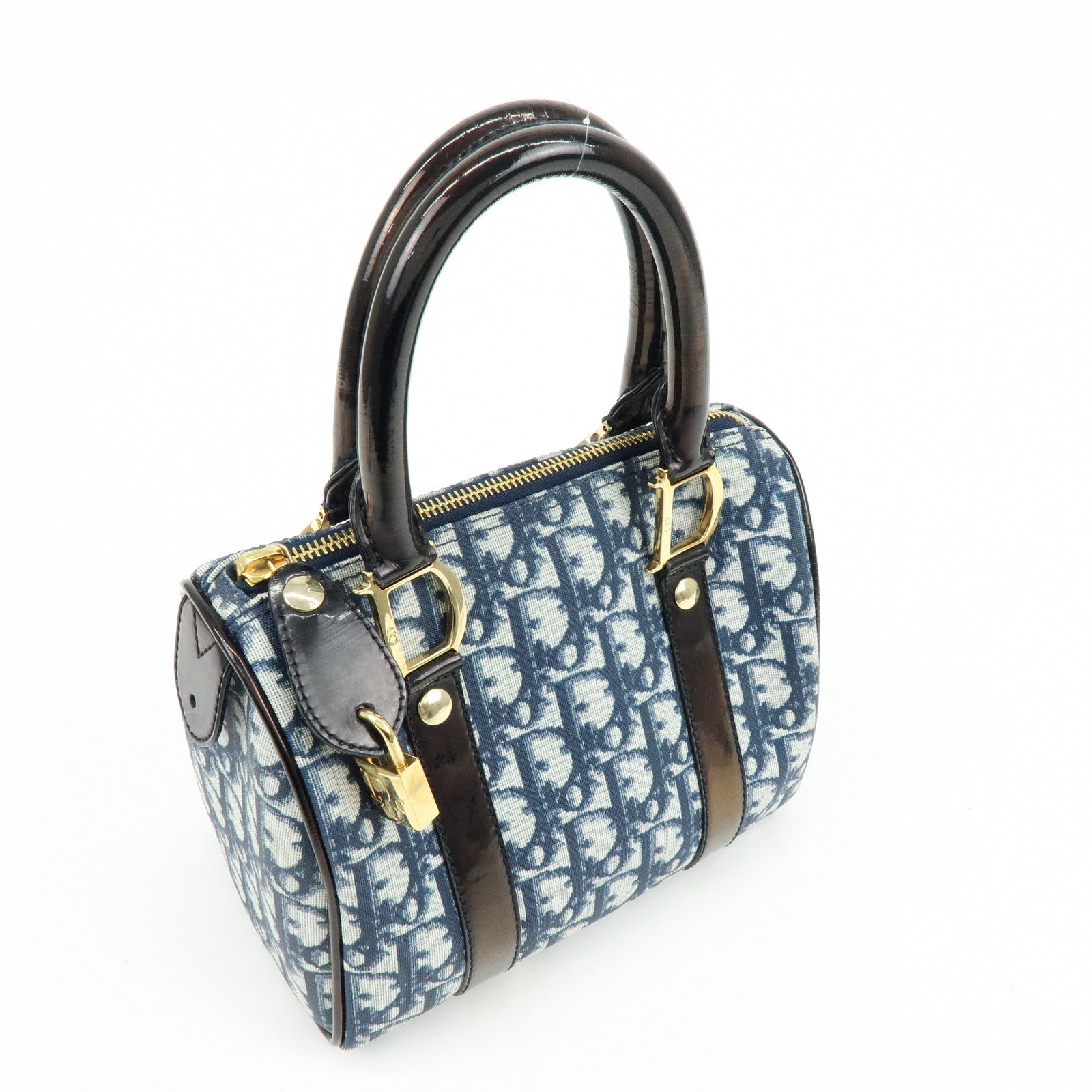 Christian Dior Trotter PVC Canvas Patent Leather Mini Boston Bag