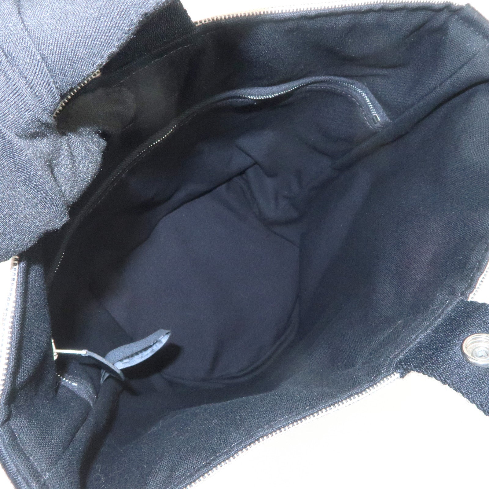 HERMES Saxo MM Toile H Hand Bag Bucket Bag Ivory Black