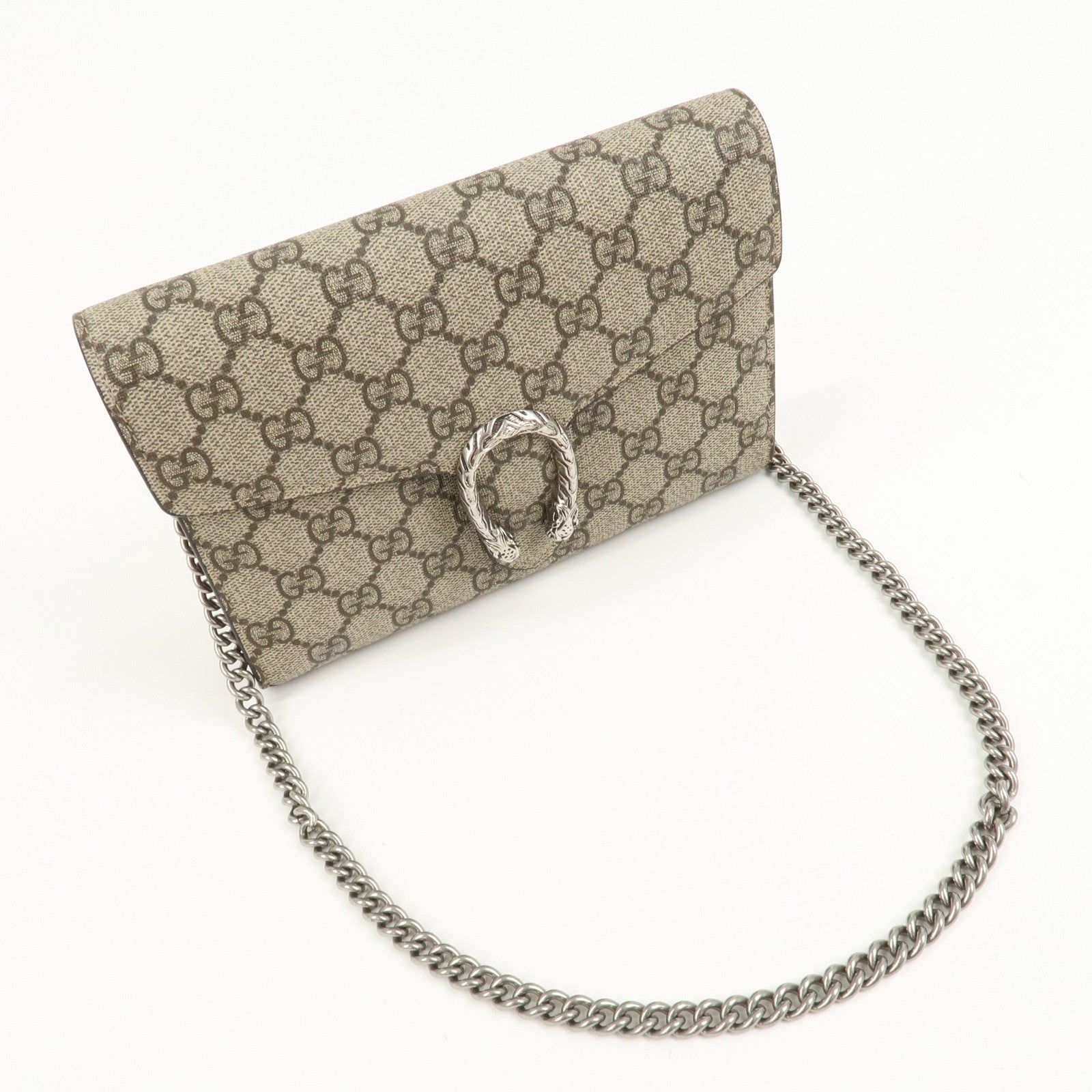 GUCCI Dionysus GG Supreme Chain Shoulder Bag Beige 401231