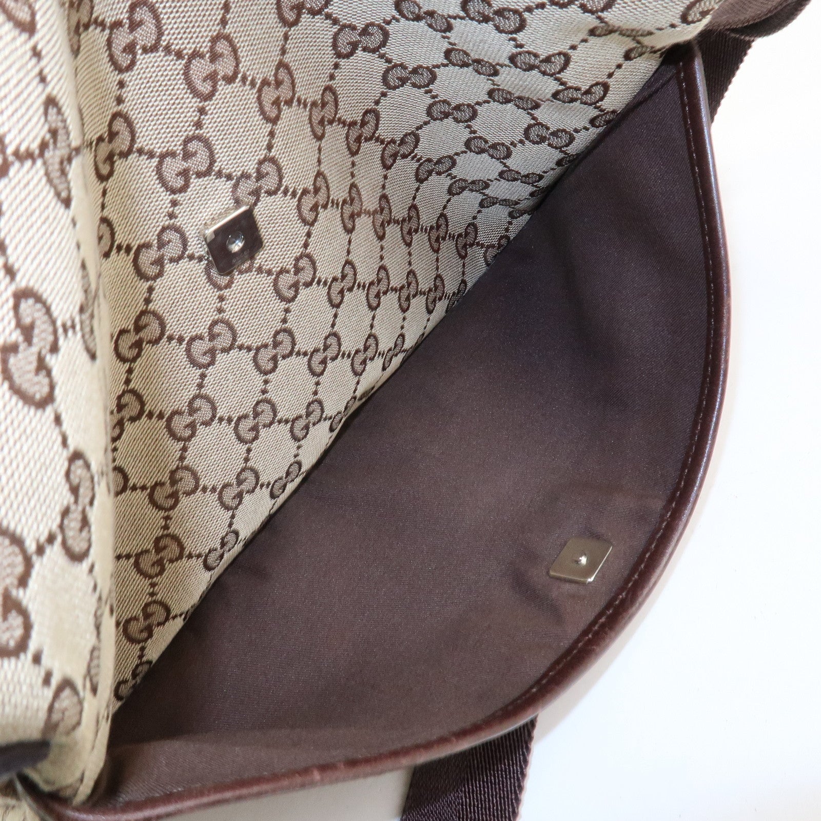 GUCCI GG Canvas Leather Shoulder Bag Crossbody Bag Brown 145857 Used