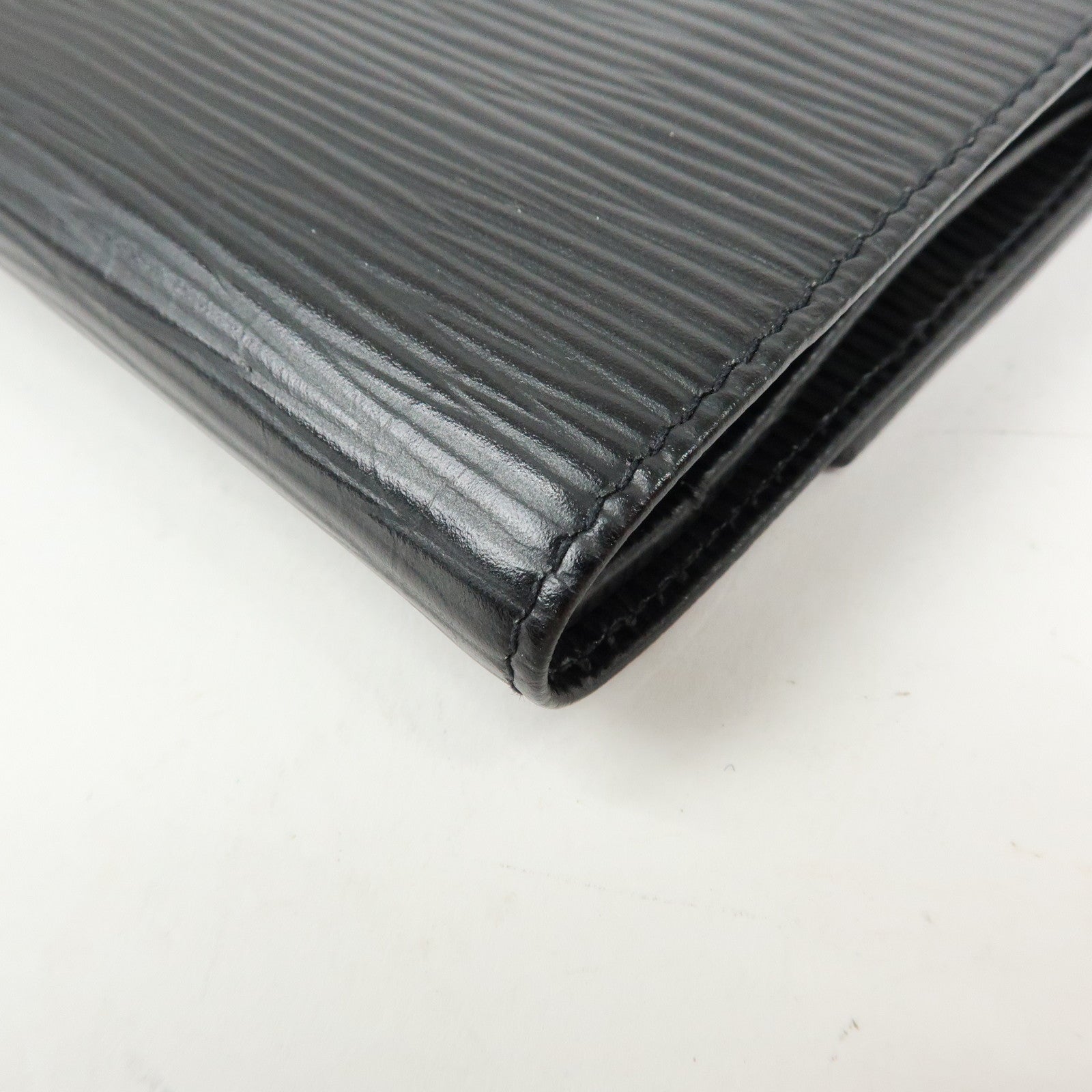 FENDI Embossed Leather Long Flap Wallet Black 30858