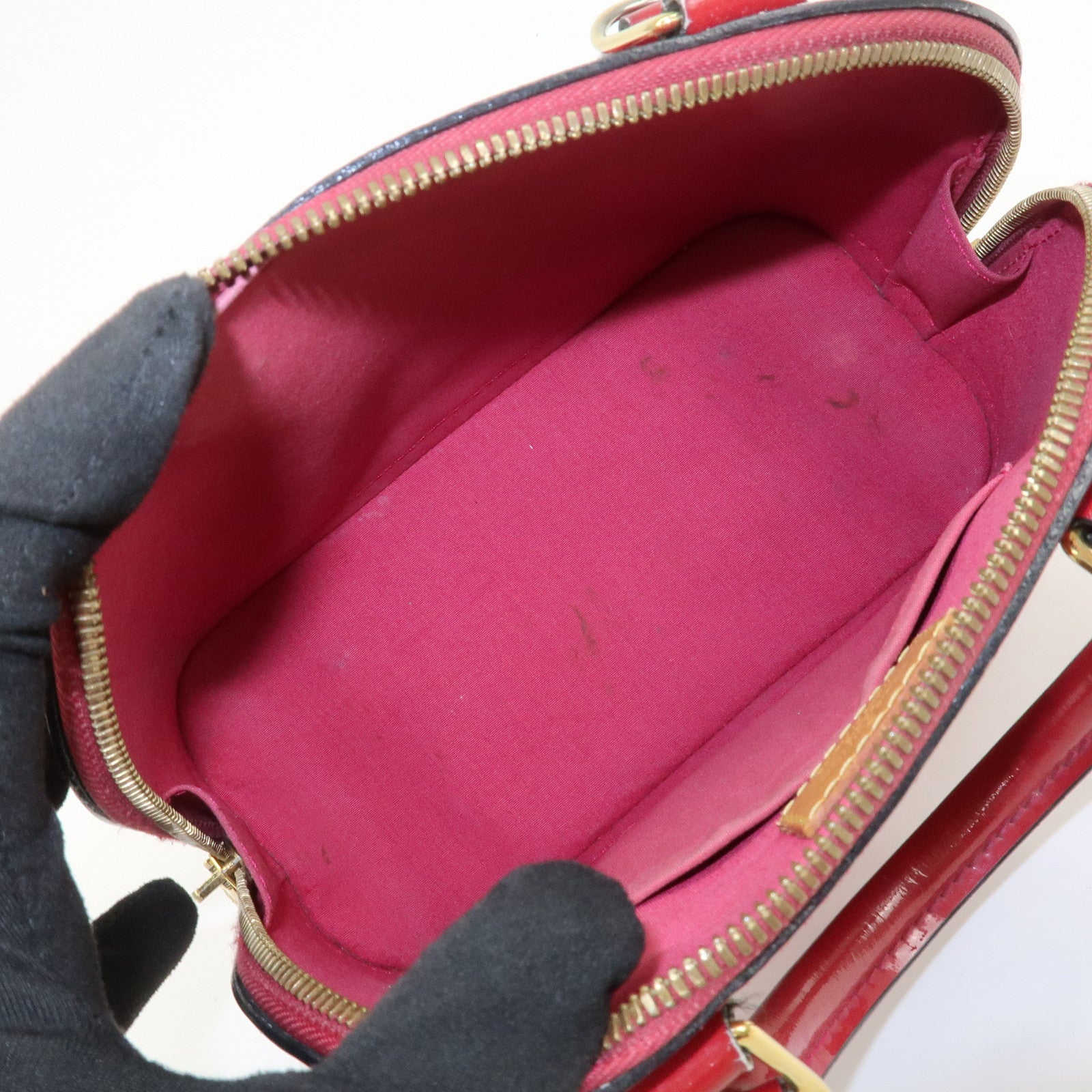 Louis Vuitton Monogram Vernis Alma BB 2Way Hand Bag Rouge M91698