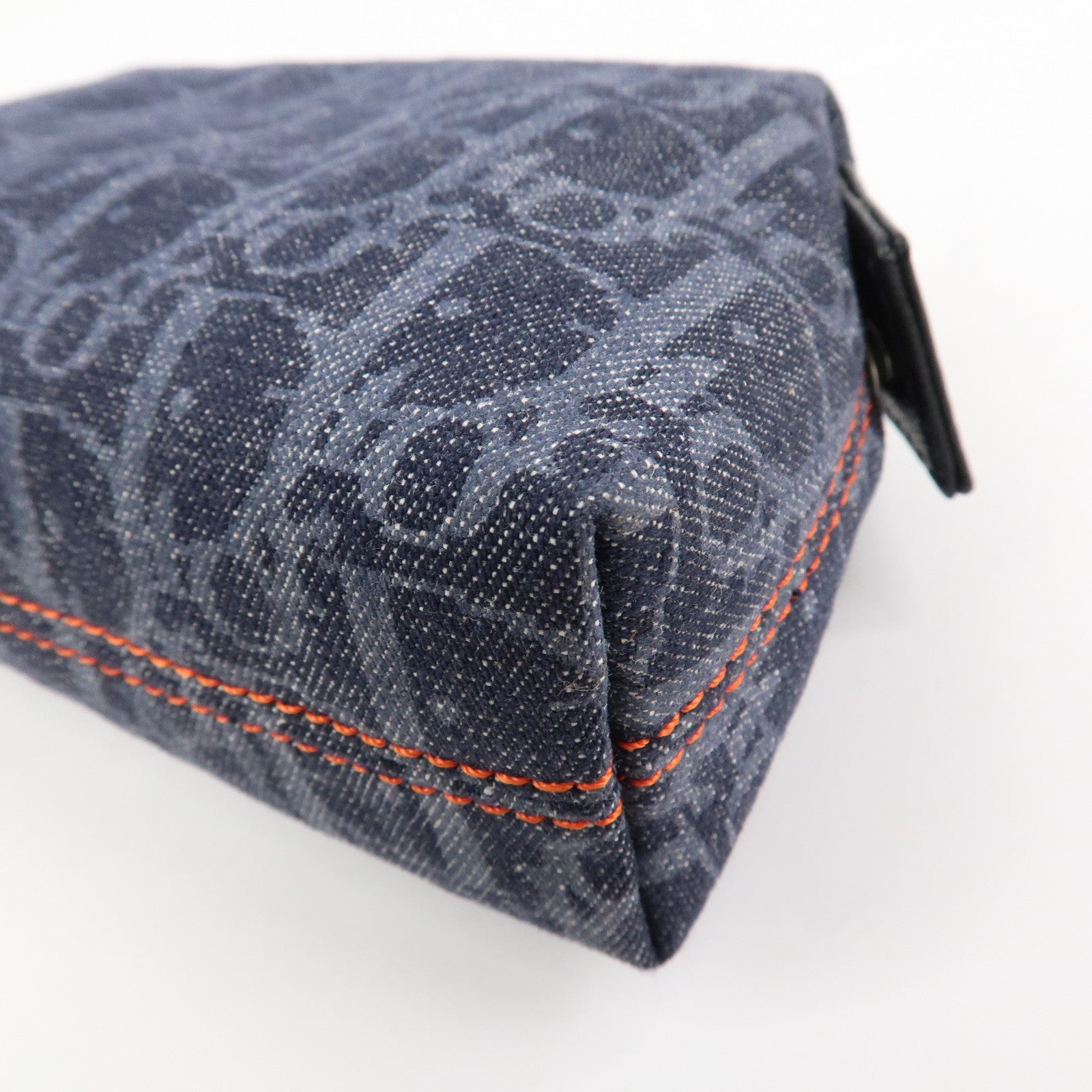 Christian Dior Denim Cosmetic Pouch Indigo Blue Orange