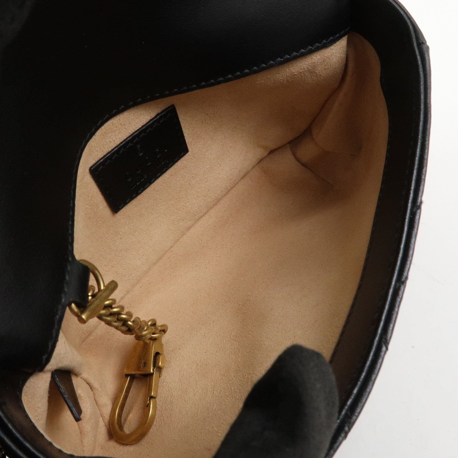 GUCCI GG Marmont Leather Chain Shoulder Bag Black 476433