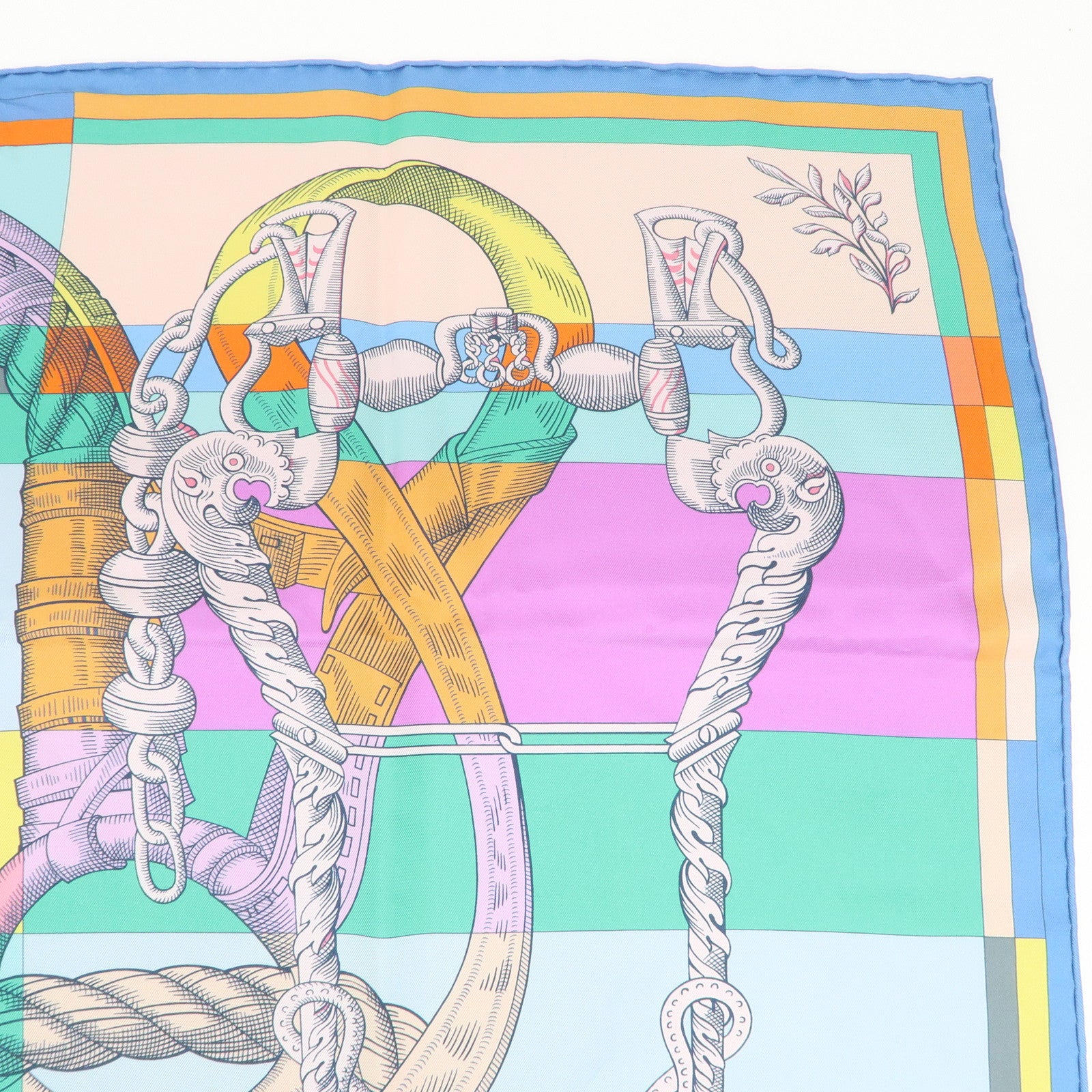 HERMES Carre 90 Silk 100% Scarf DELLA CAVALLERIA Multicolor