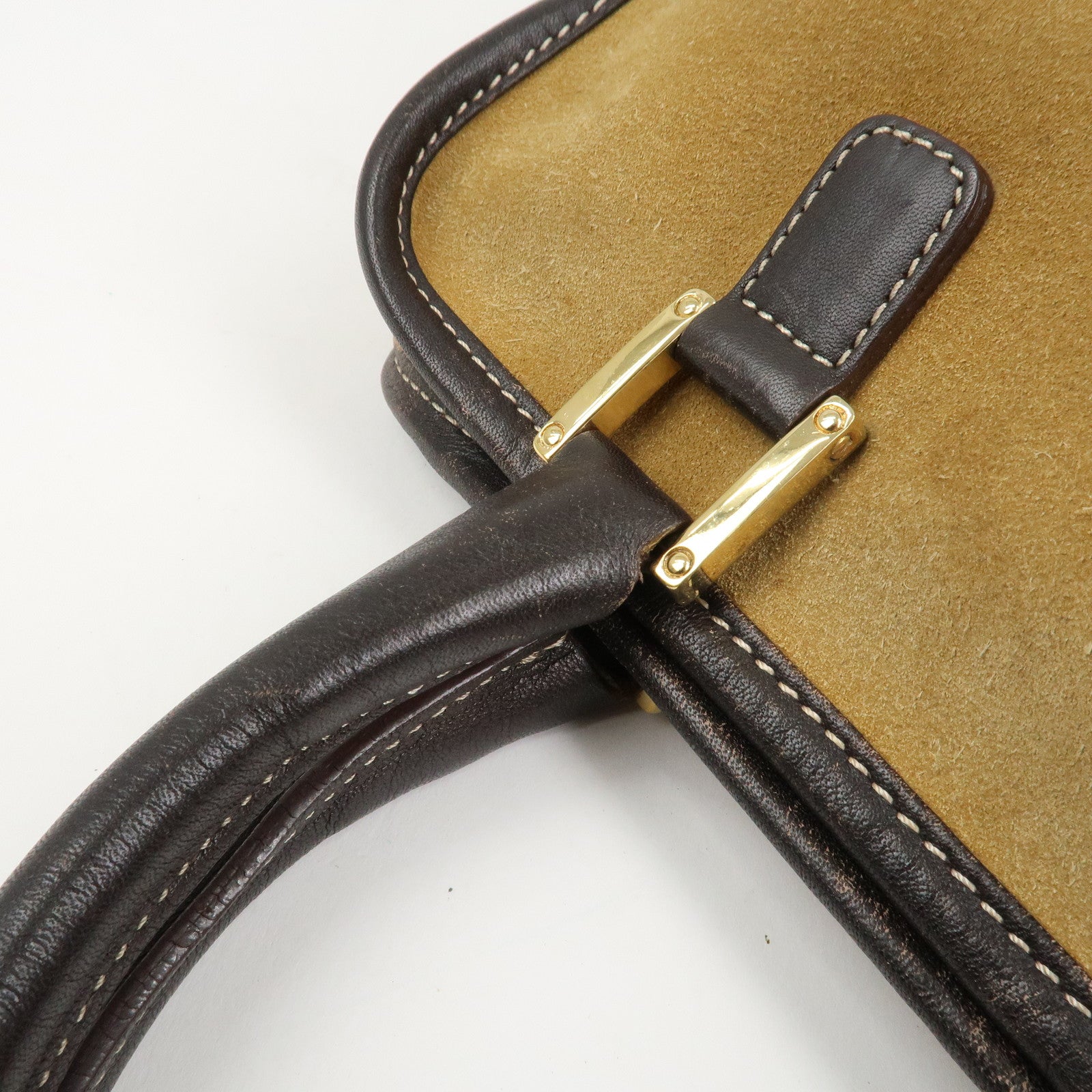 LOEWE Anagram Leather Suede Amazona 28 Hand Bag Beige Brown