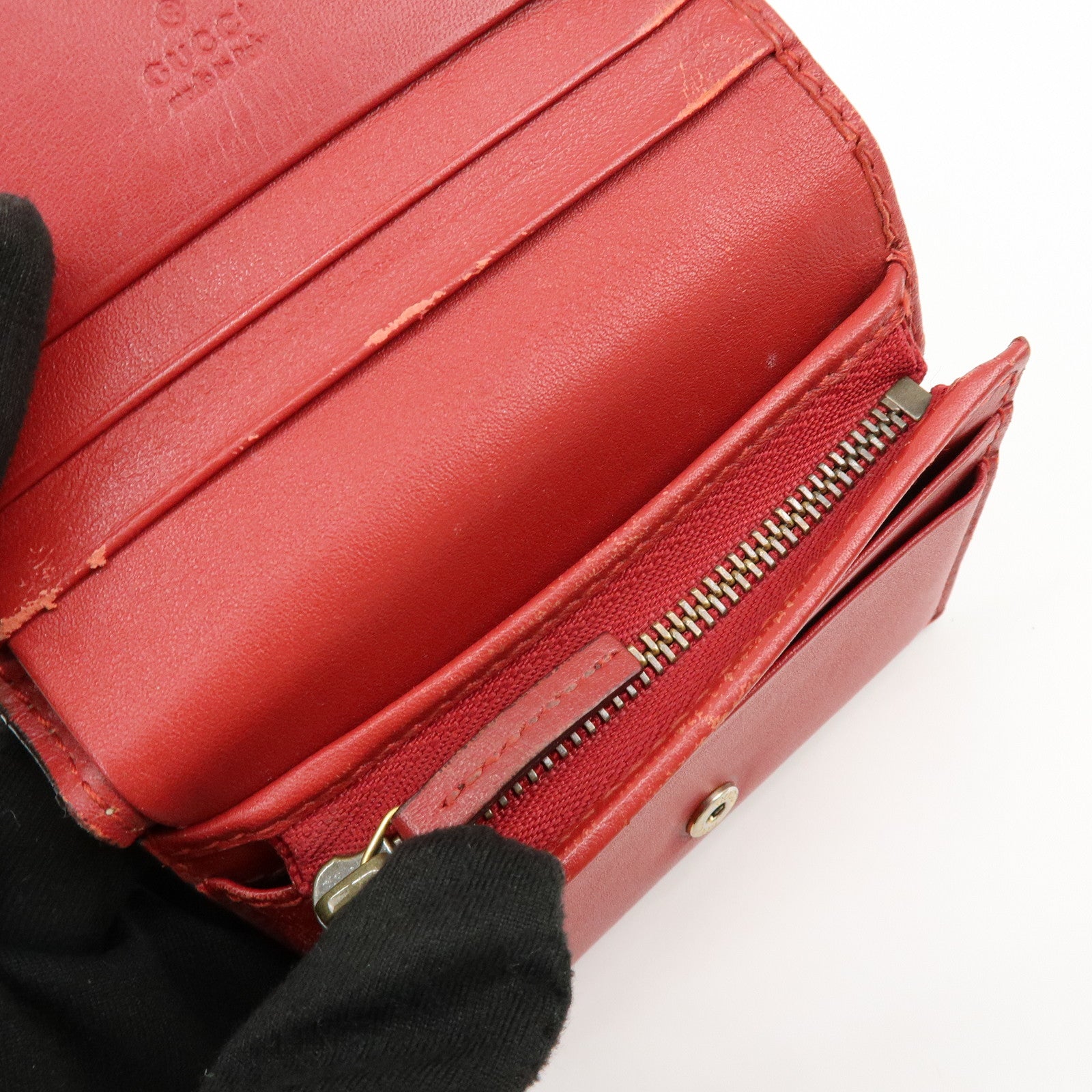 GUCCI Interlocking G GG Supreme Cherry Compact Wallet Beige 476050