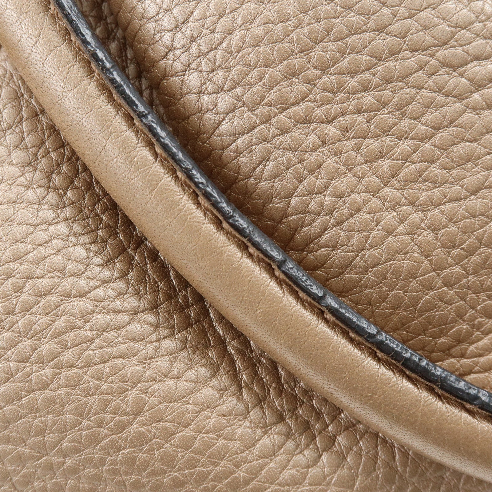 GUCCI Sukey Interlocking G Leather 2Way Bag Champagne Gold 247902