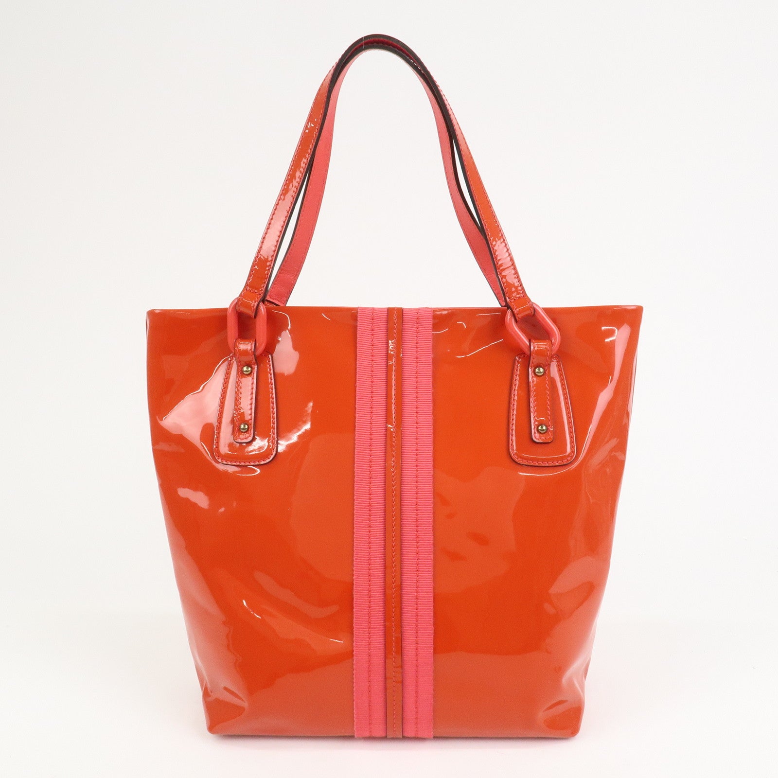 Ferragamo Vara Patent Leather Shoulder Bag Orange