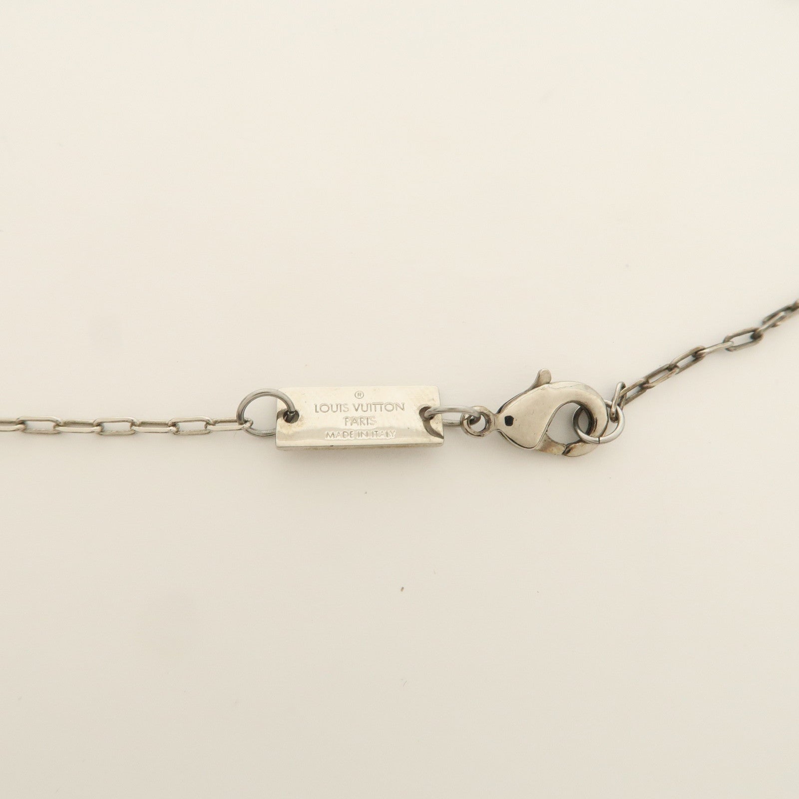 Louis Vuitton Monogram Canvas Metal Necklace Brown Silver M00041