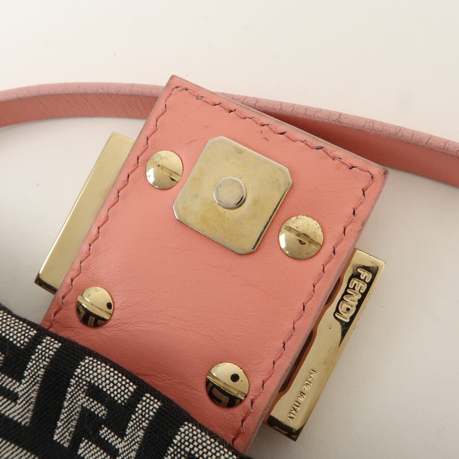 FENDI Small Mamma Baguette Zucchino Canvas Leather Hand Bag 8BK005 Used