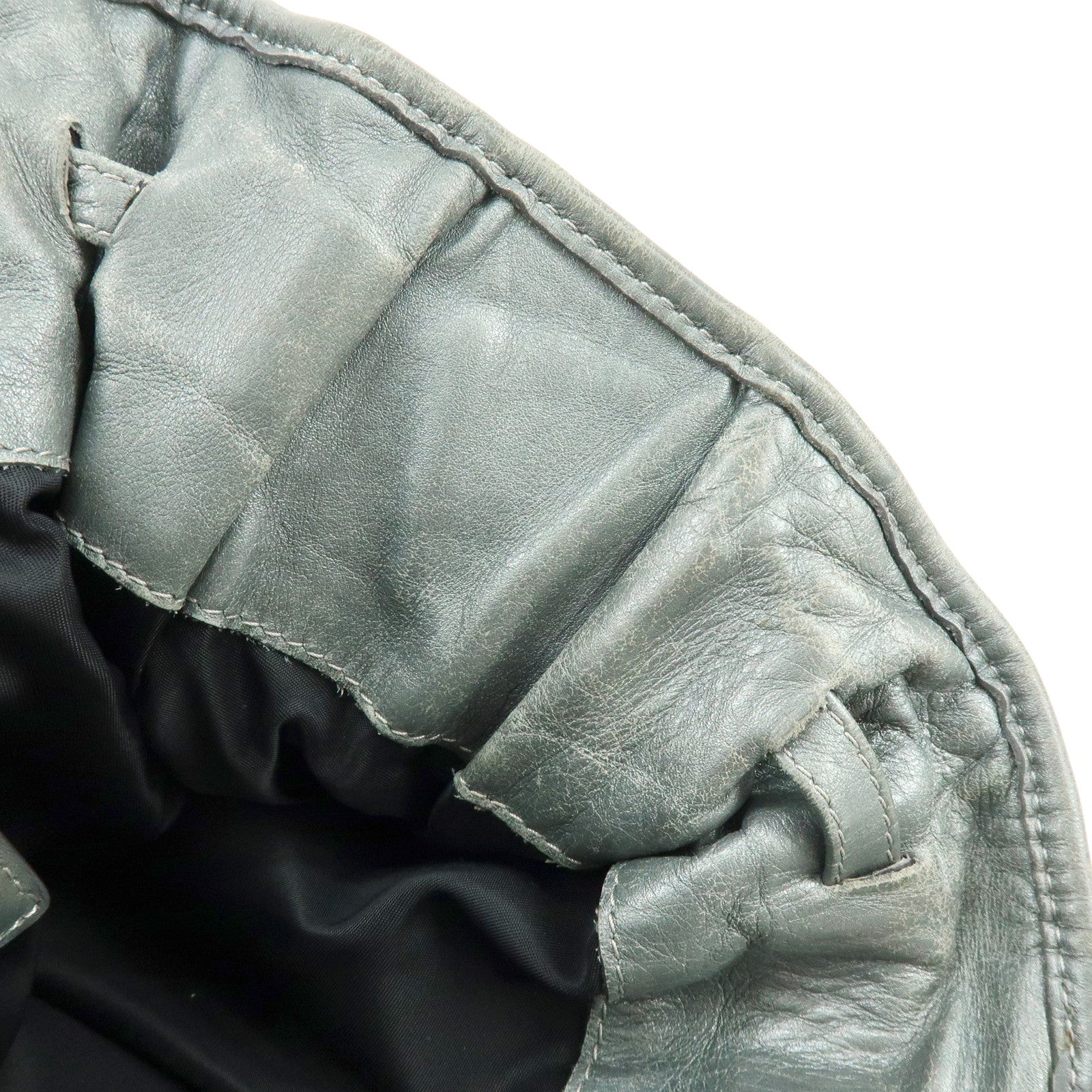 Christian Dior Cannage Nylon Leather Tote Bag Shoulder Bag Gray