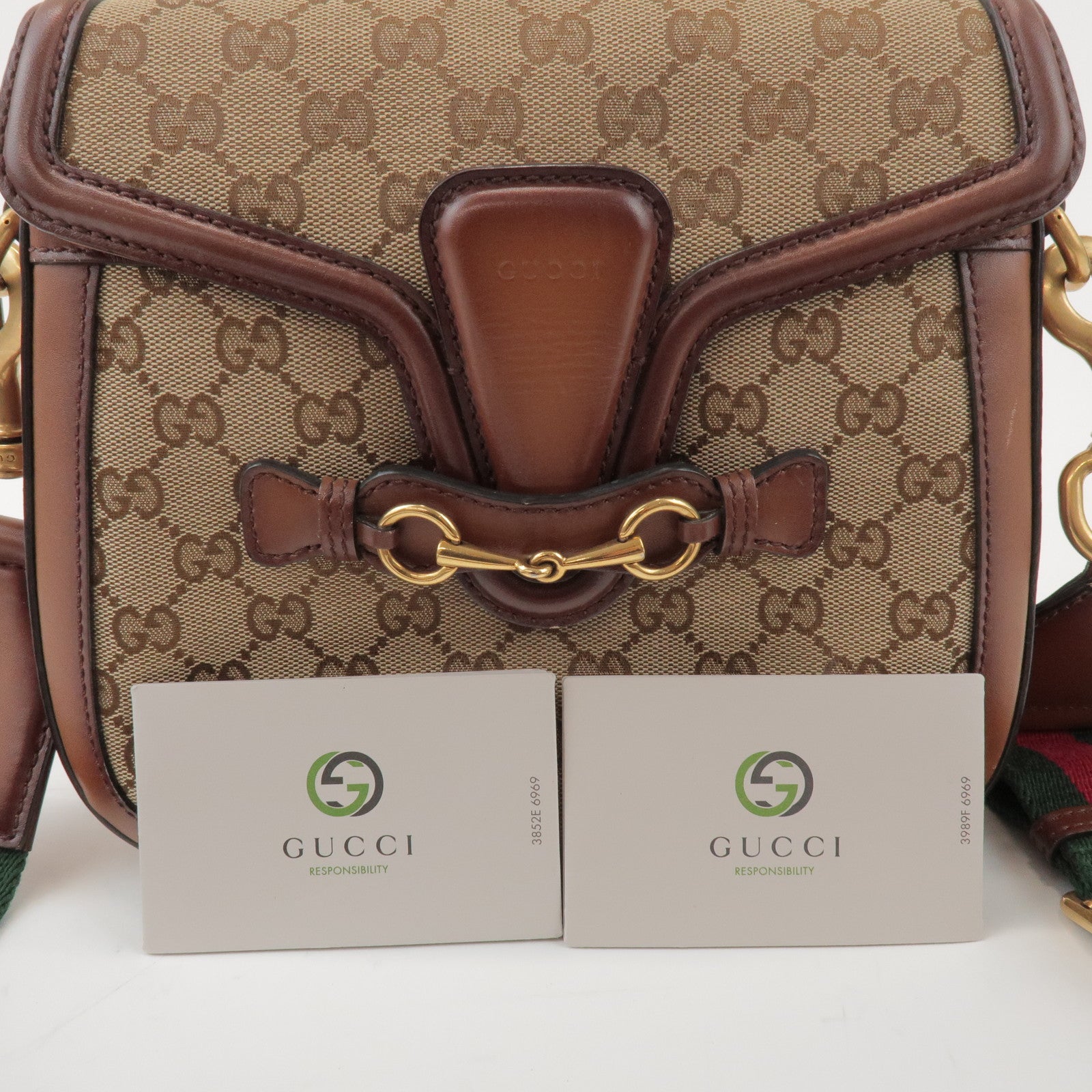 GUCCI Sherry GG Canvas Leather Lady Web Shoulder Bag 383848