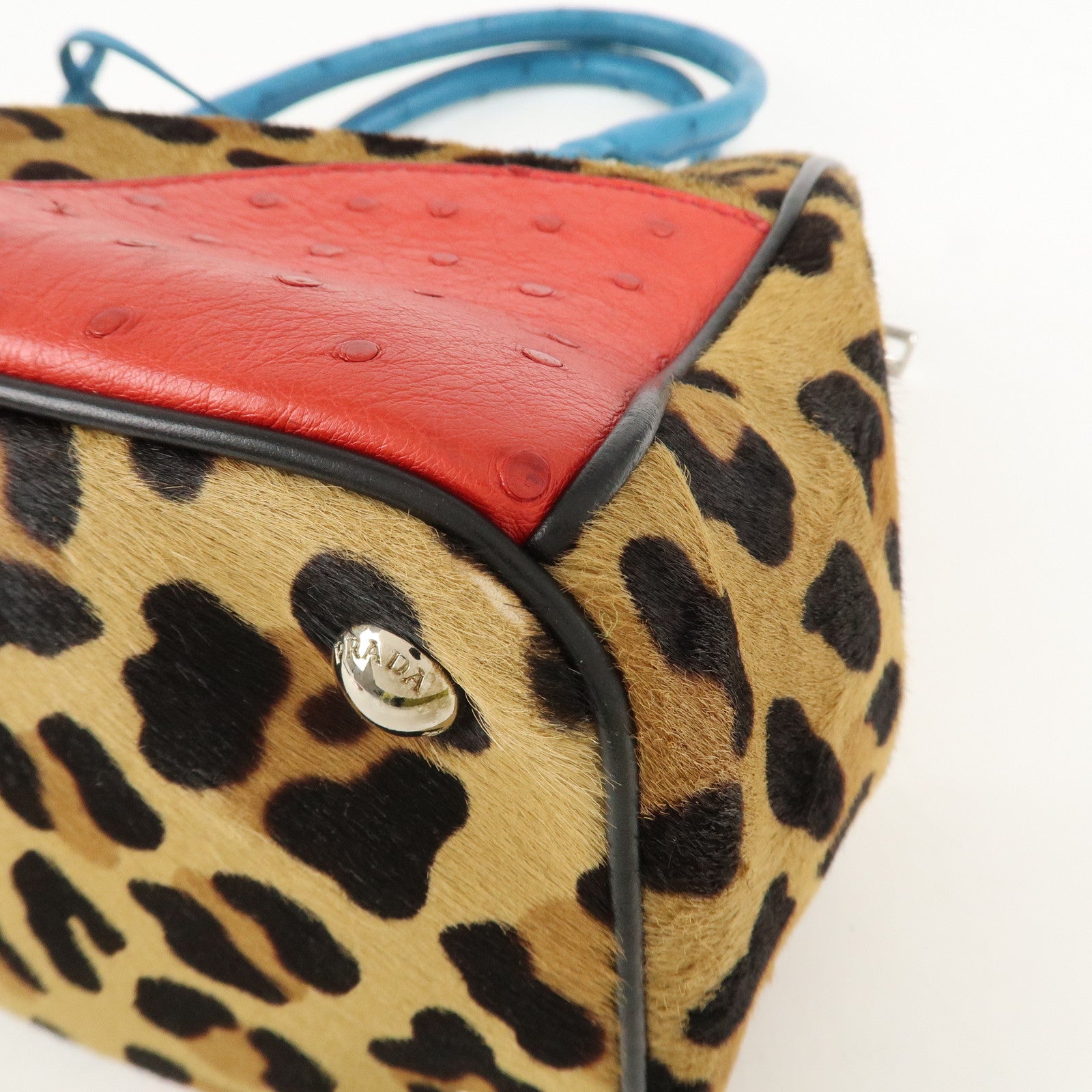 PRADA Galleria Triangle Logo Unborn Calf Leather 2Way Bag 1BA863 Used