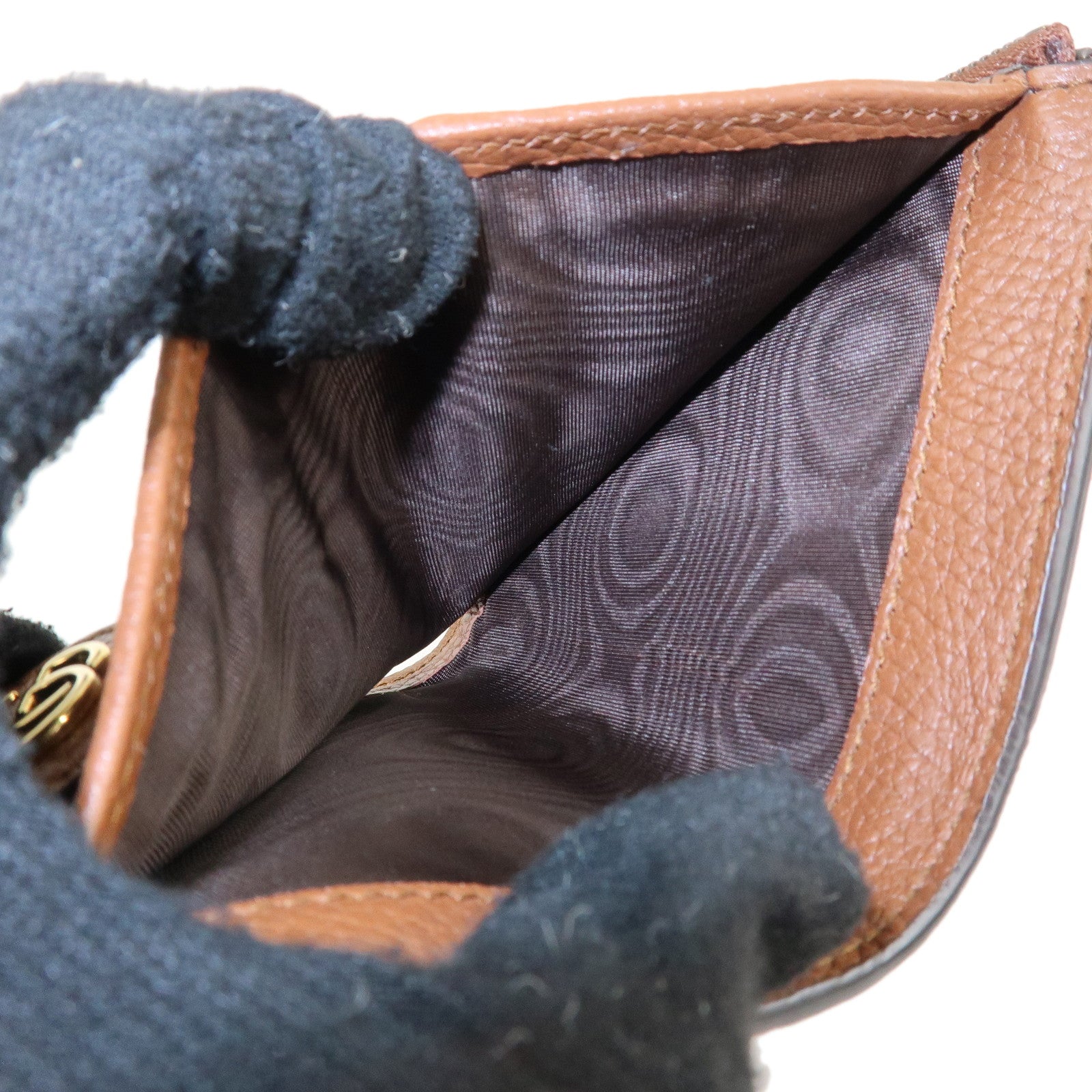 GUCCI GG Marmont Bamboo Leather Bi-Fold Wallet Brown 739498 Used