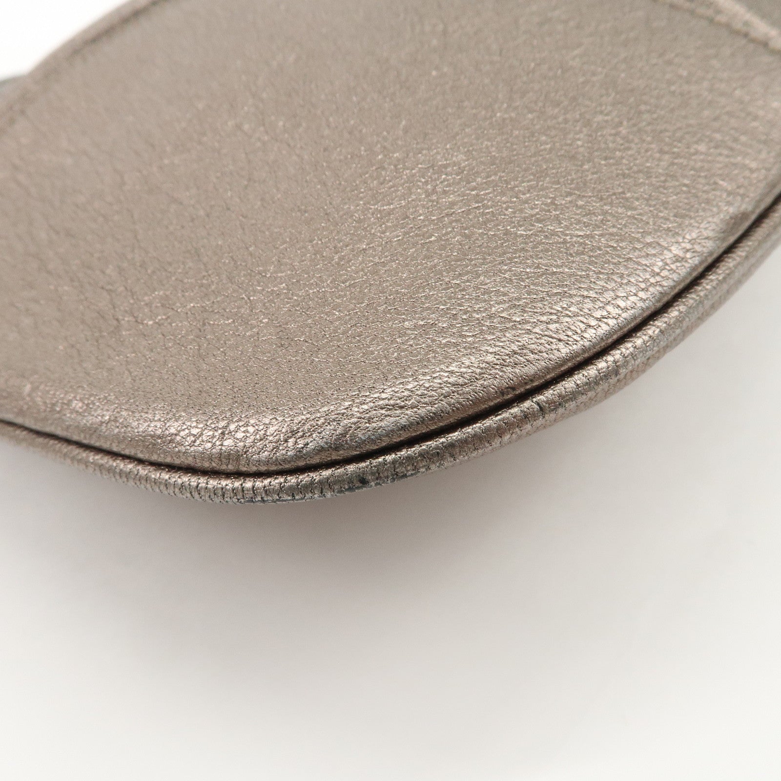 Ferragamo Gancini Leather Shoulder Bag Hand Bag Metallic Gray