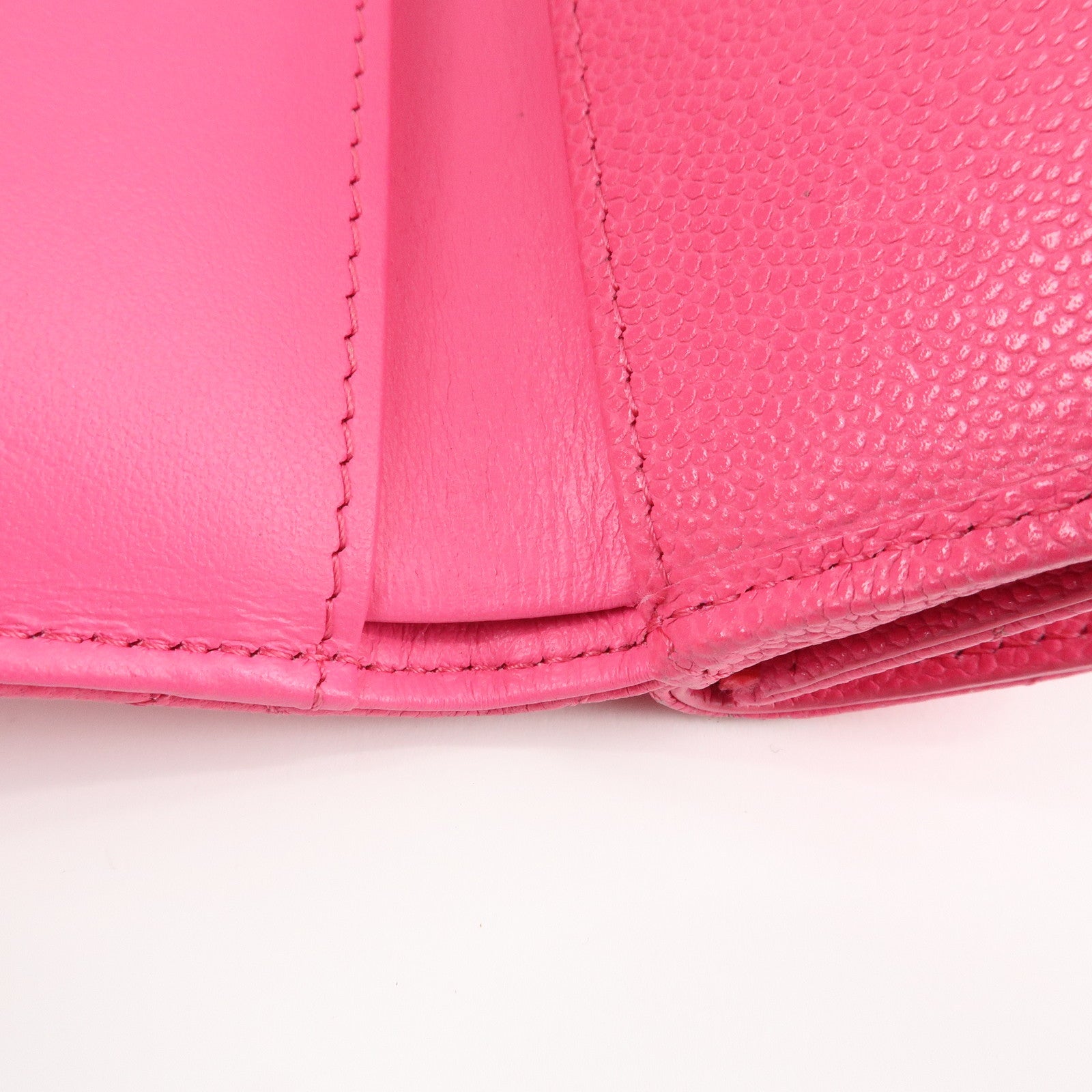 CHANEL Matelasse Caviarskin Classic Small Flap Wallet Pink AP0230 Used