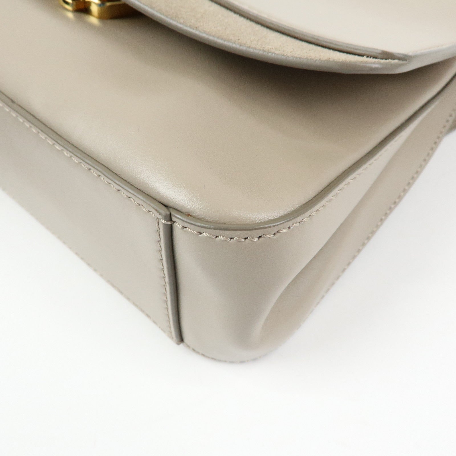 Chloe Chloe C Leather Suede 2Way Hand Bag Shoulder Bag Greige