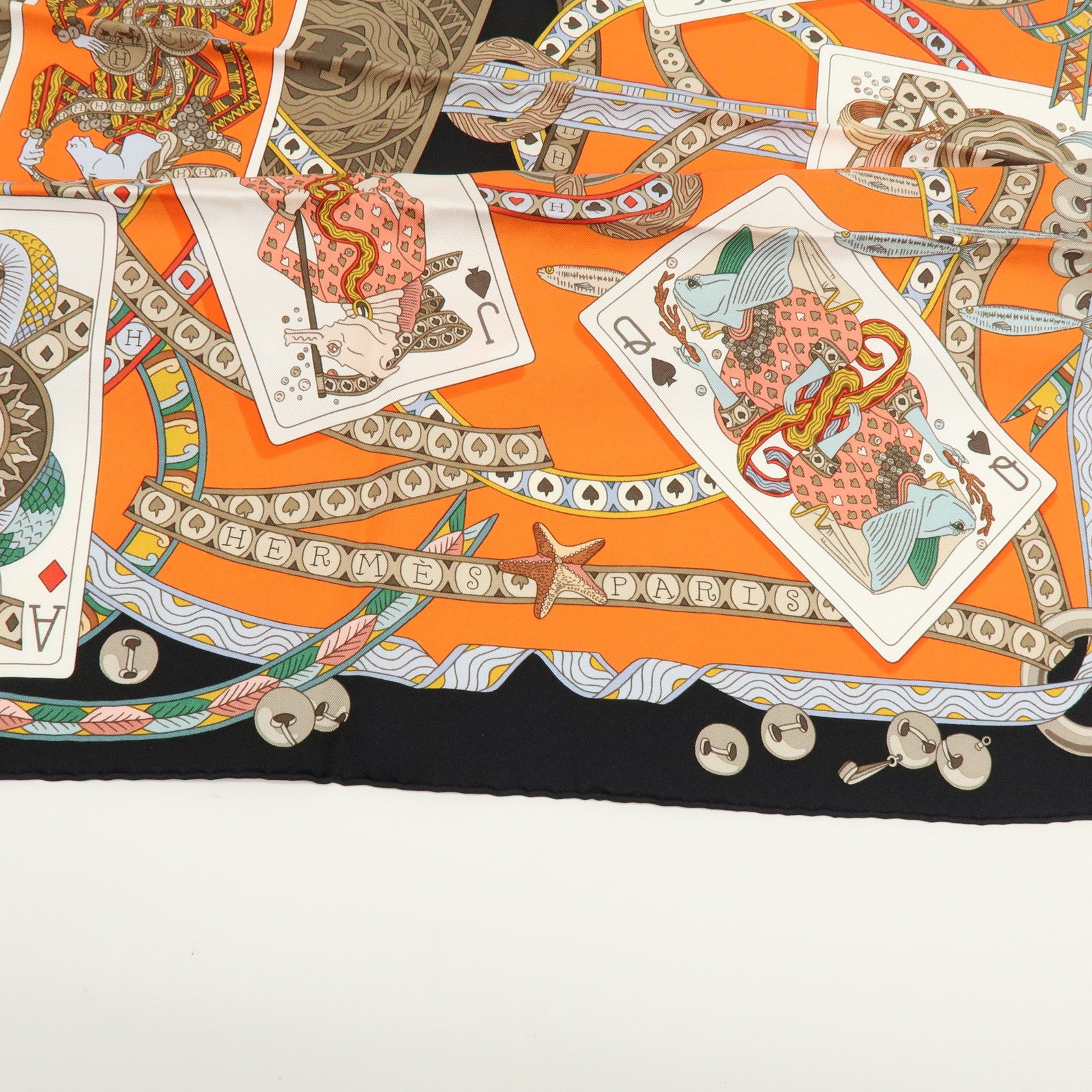 HERMES Carre 90 Silk 100% Scarf DAME DE COEUR A VOUS L’HONNEUR