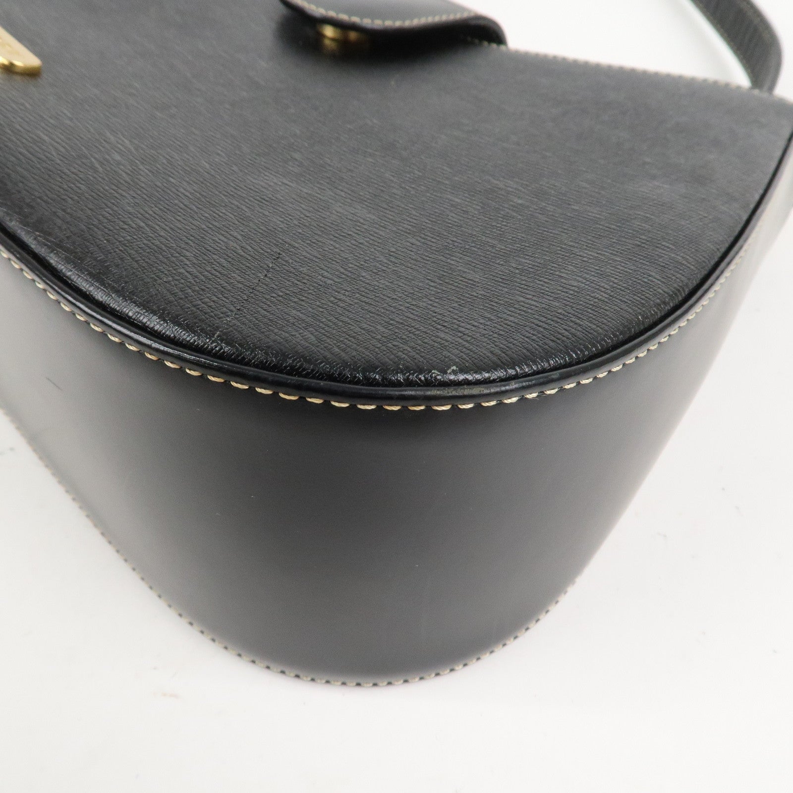 BURBERRY Leather Shoulder Bag Hand Bag Black Gold HDW