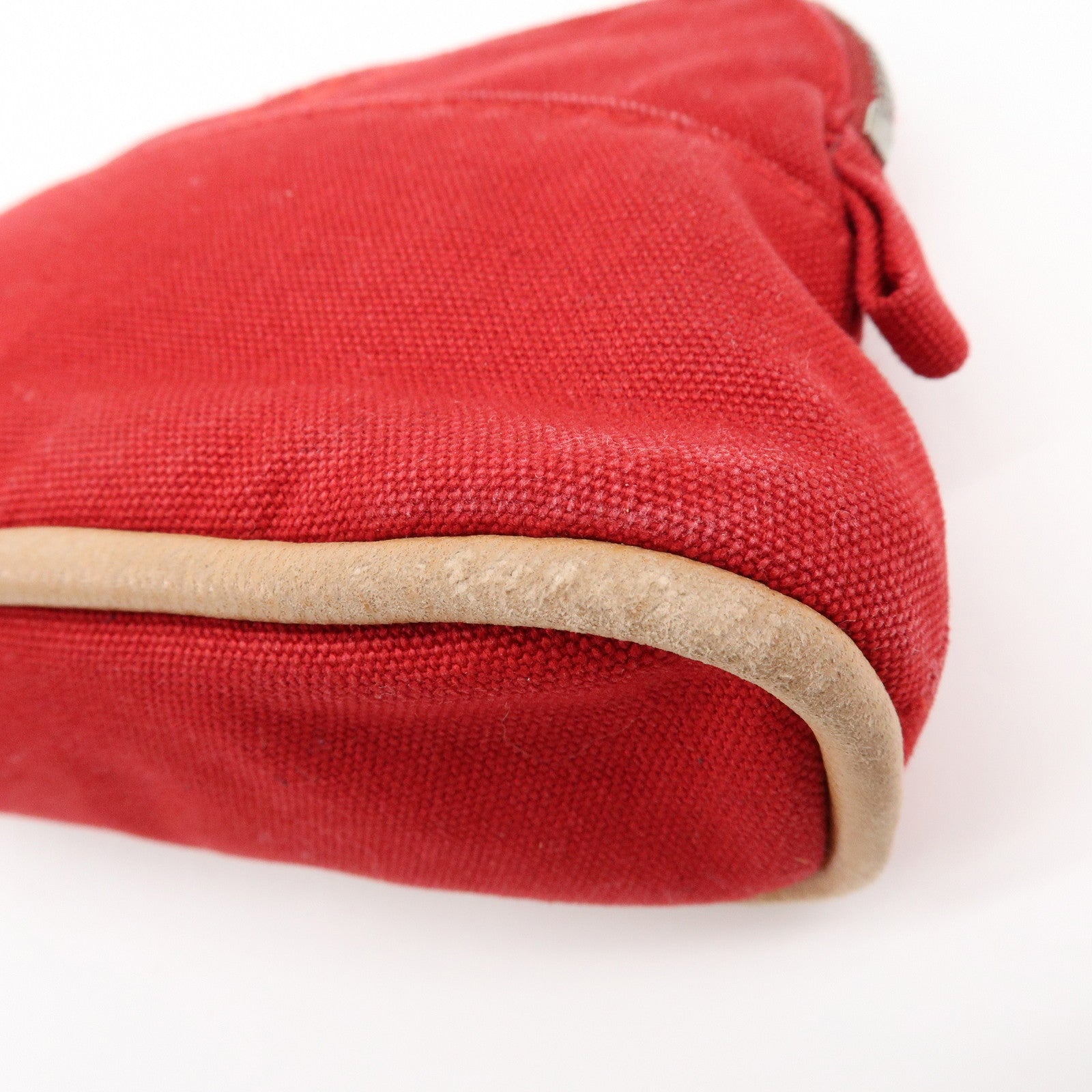 HERMES Bolide Set of 2 Canvas Leather Cosmetic Pouch Pink Red