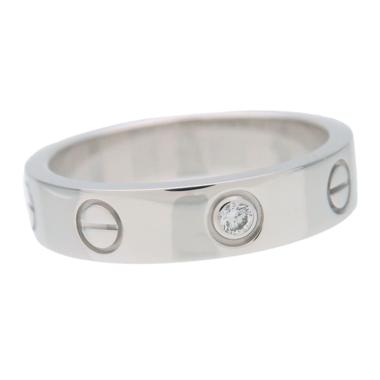 Cartier Mini Love 1P Diamond Ring #49 750WG White Gold US5 EU49