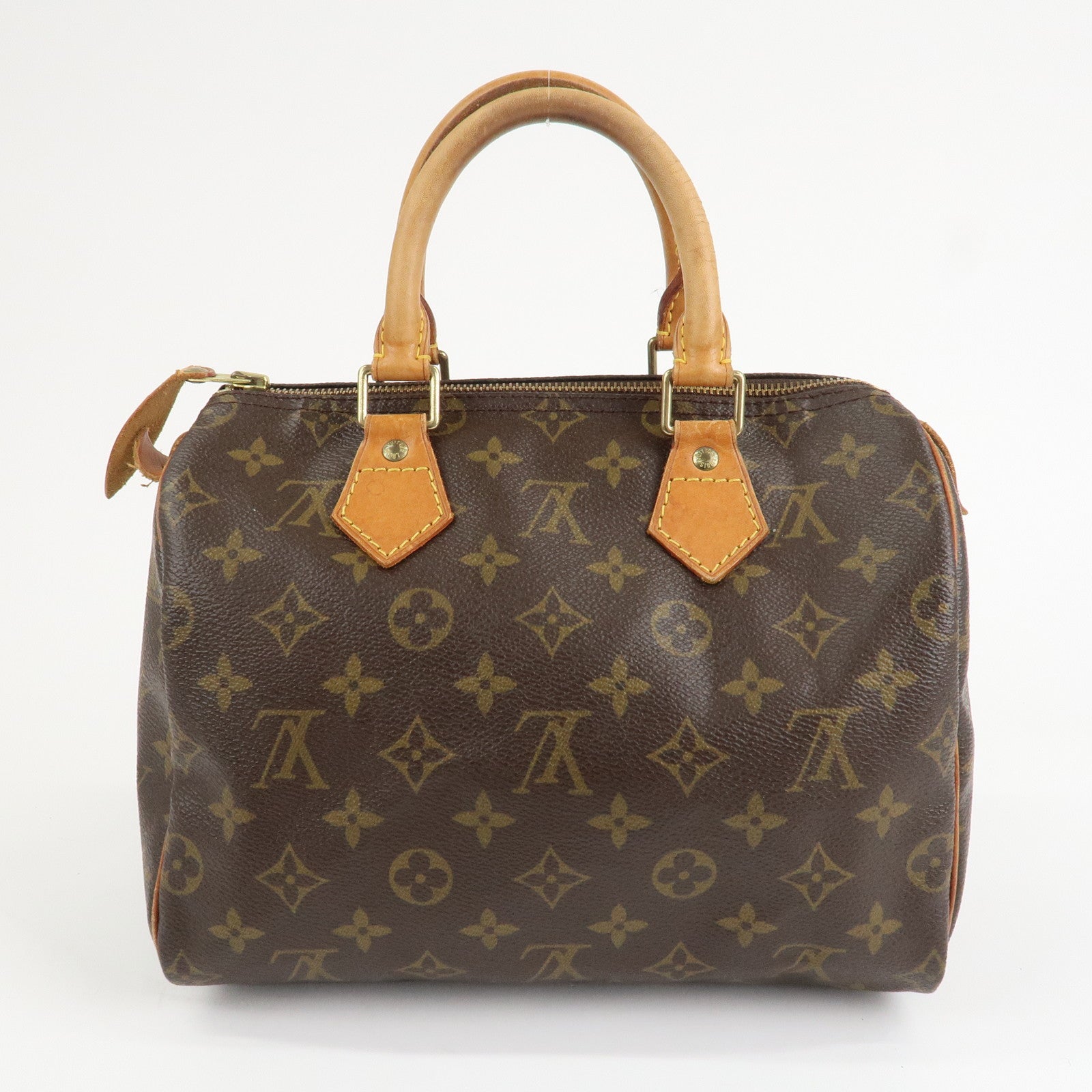 Louis Vuitton Monogram Canvas Leather Speedy 25 Boston Bag M41528