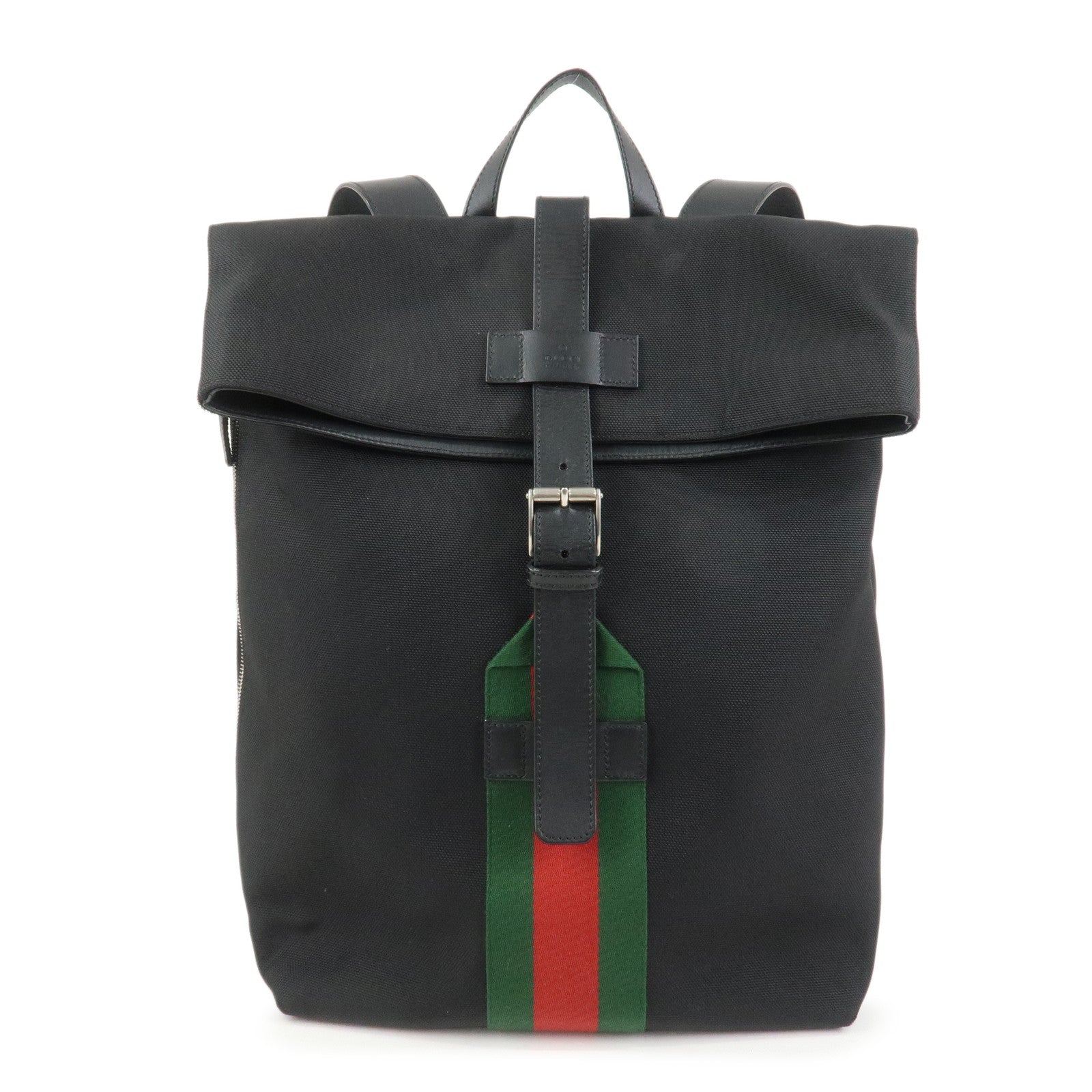 GUCCI Sherry Canvas Leather Backpack Rucksack Black 619749