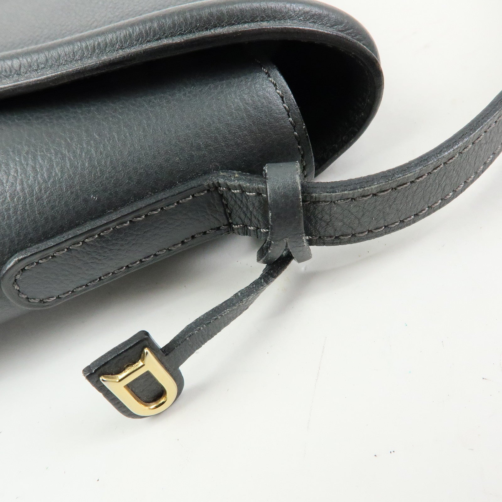 DELVAUX Calf Leather Shoulder Bag Crossbody Bag Eclair Gray