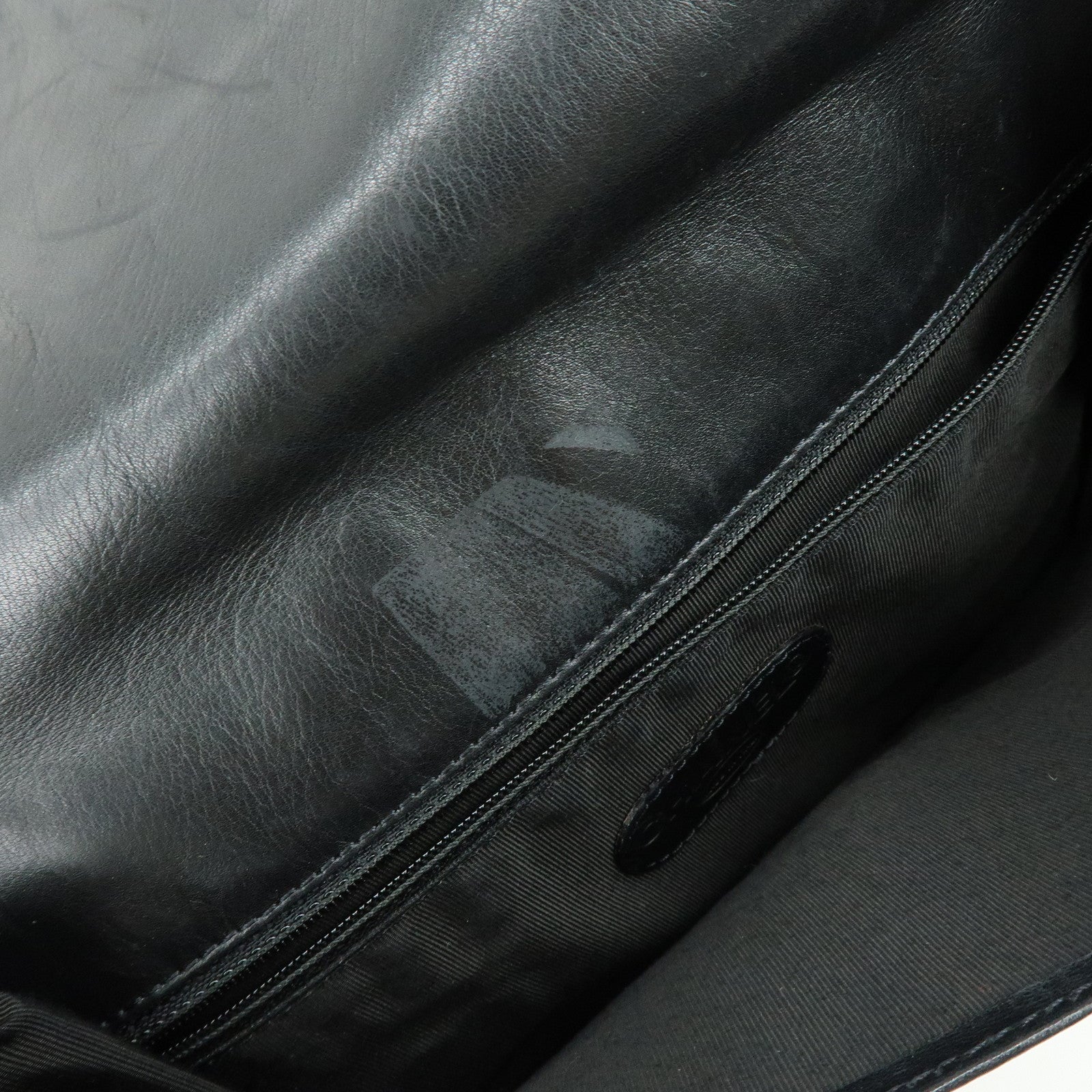 CHANEL Logo Lamb Skin Shoulder Bag Crossbody Bag Black