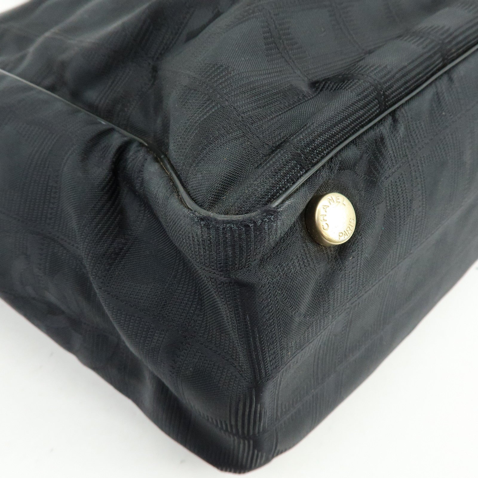 CHANEL New Travel Line Nylon Jacquard Leather Tote Bag A15991