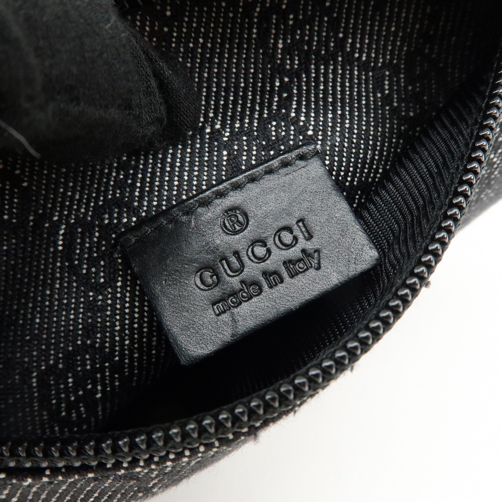 GUCCI GG Denim Leather Waist Bag Crossbody Bag Black 28566