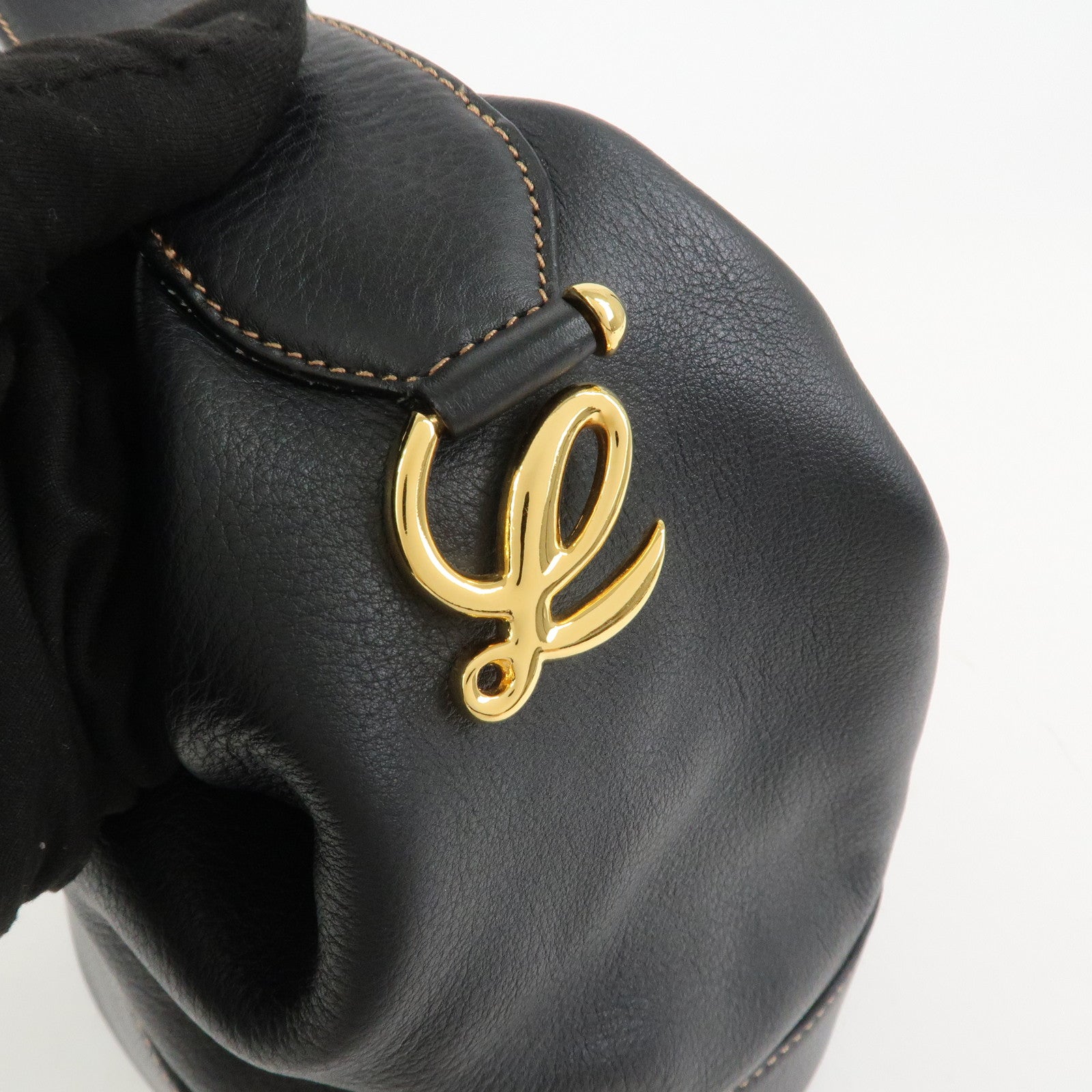 LOEWE Anagram Leather 2WAY Bag Shoulder Bag Hand Bag Black