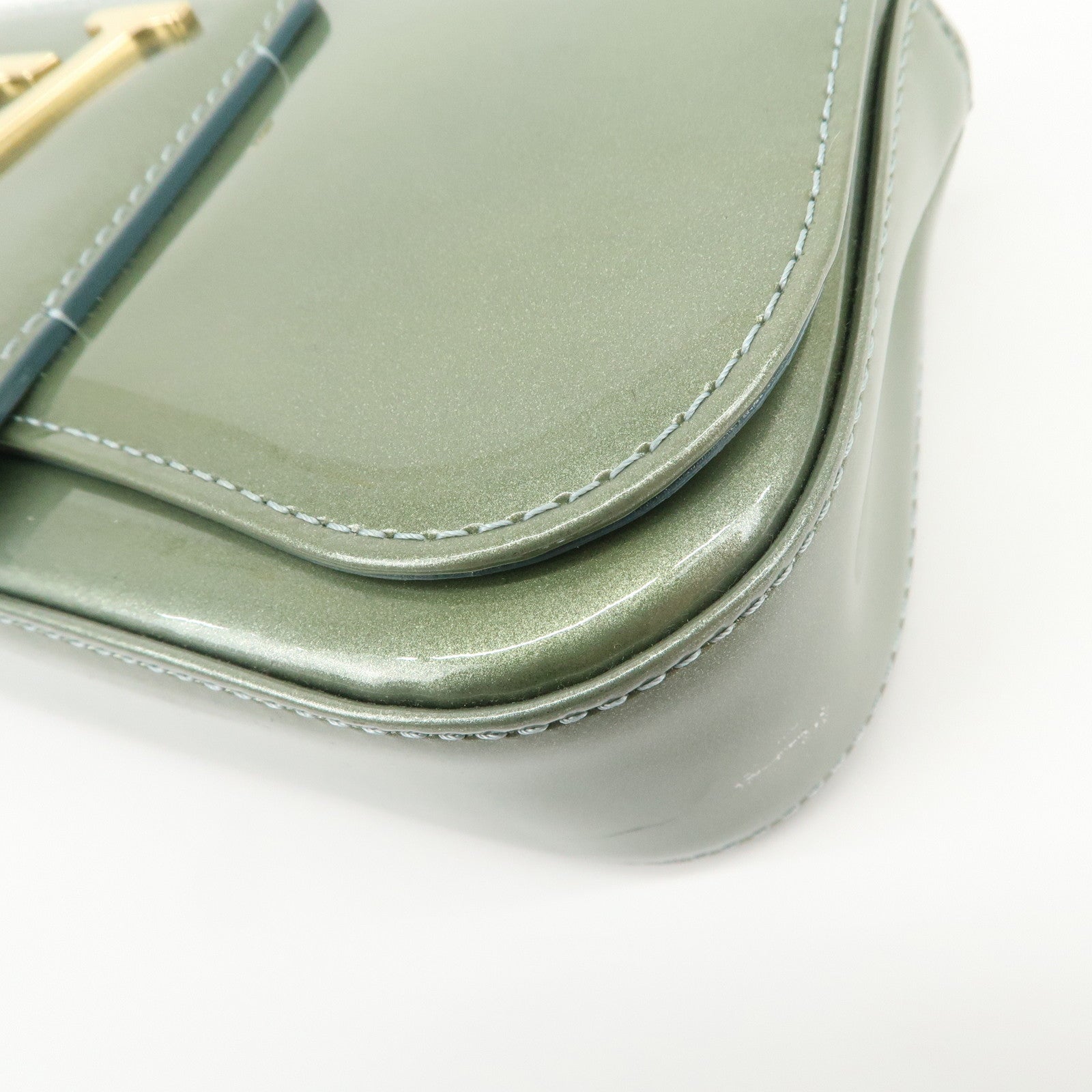 Louis Vuitton Vernis Leather Pochette Sobe Clutch Bag Blue