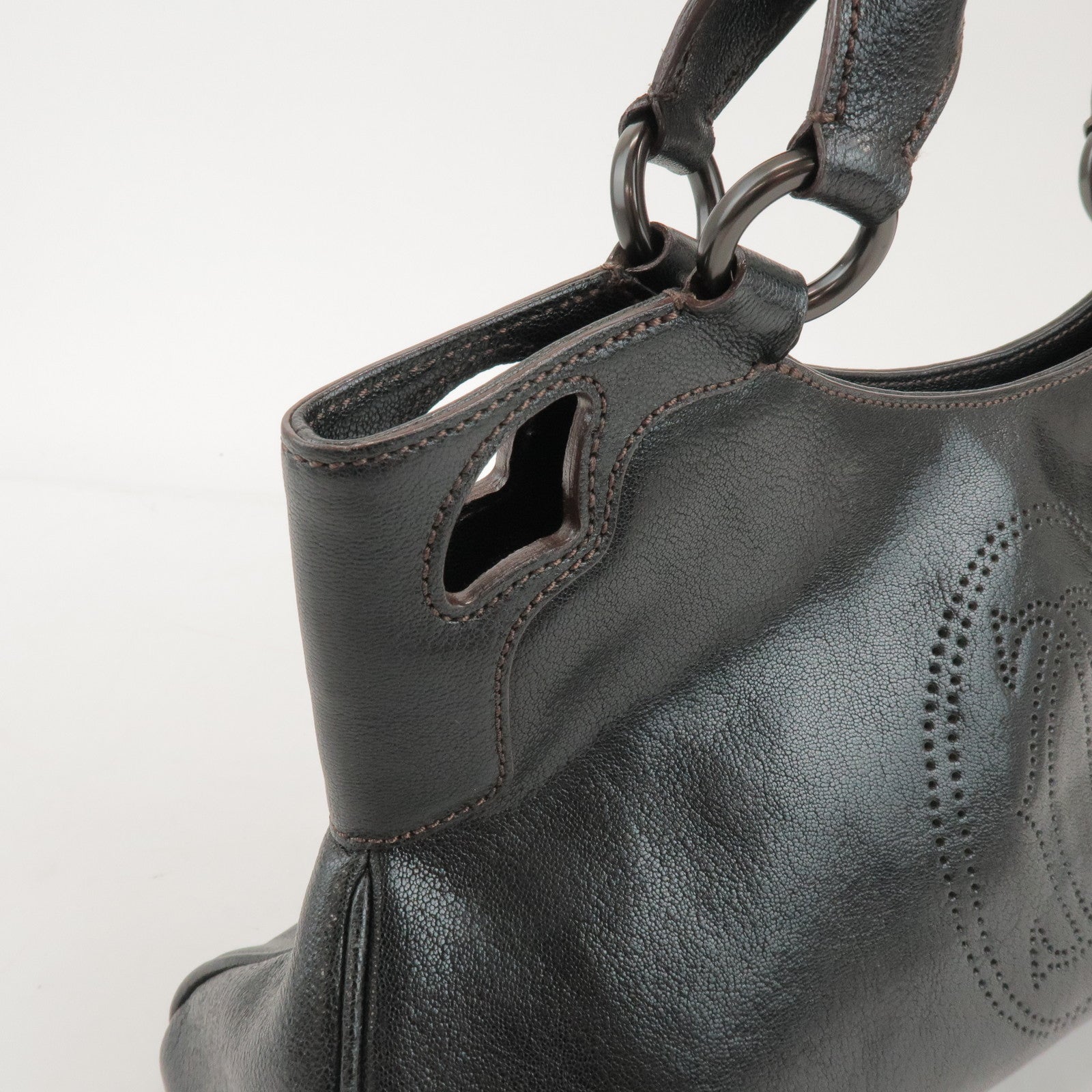 Cartier Marcello de Cartier Leather Hand Bag Tote Bag Black