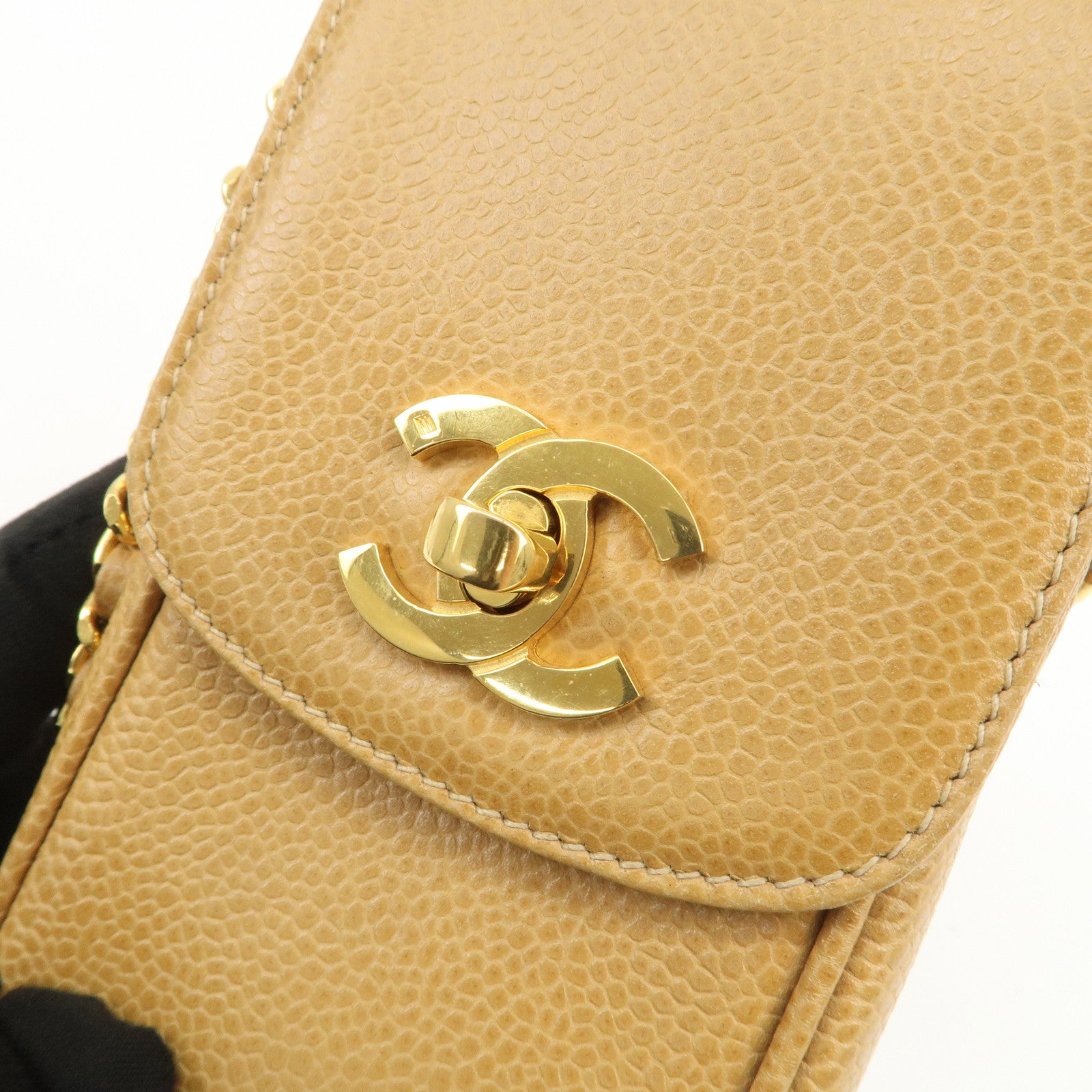 CHANEL COCO Mark Chain Shoulder Bag Phone Case Light Brown