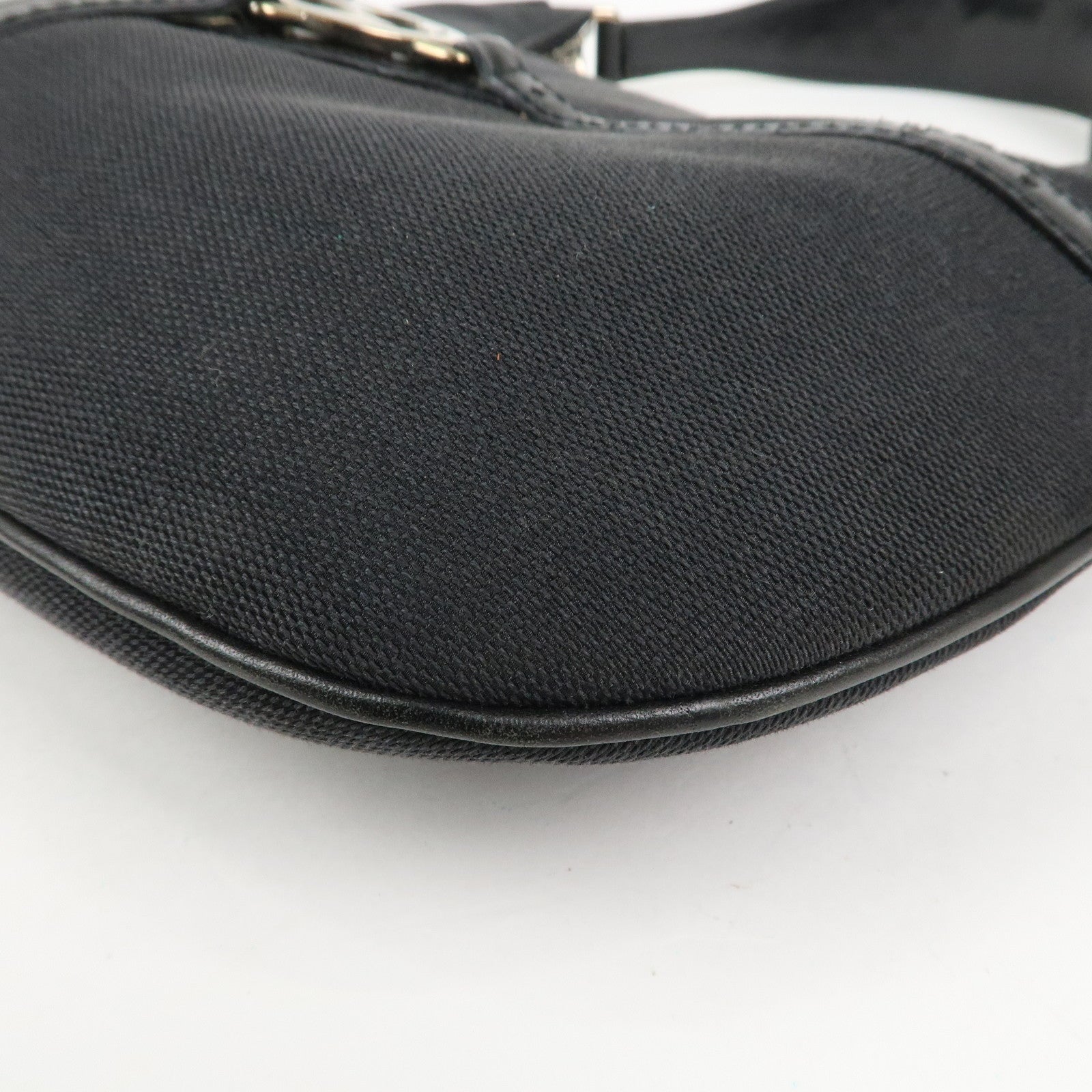 GUCCI Interlocking G Canvas Leather One Shoulder Bag Black 114869